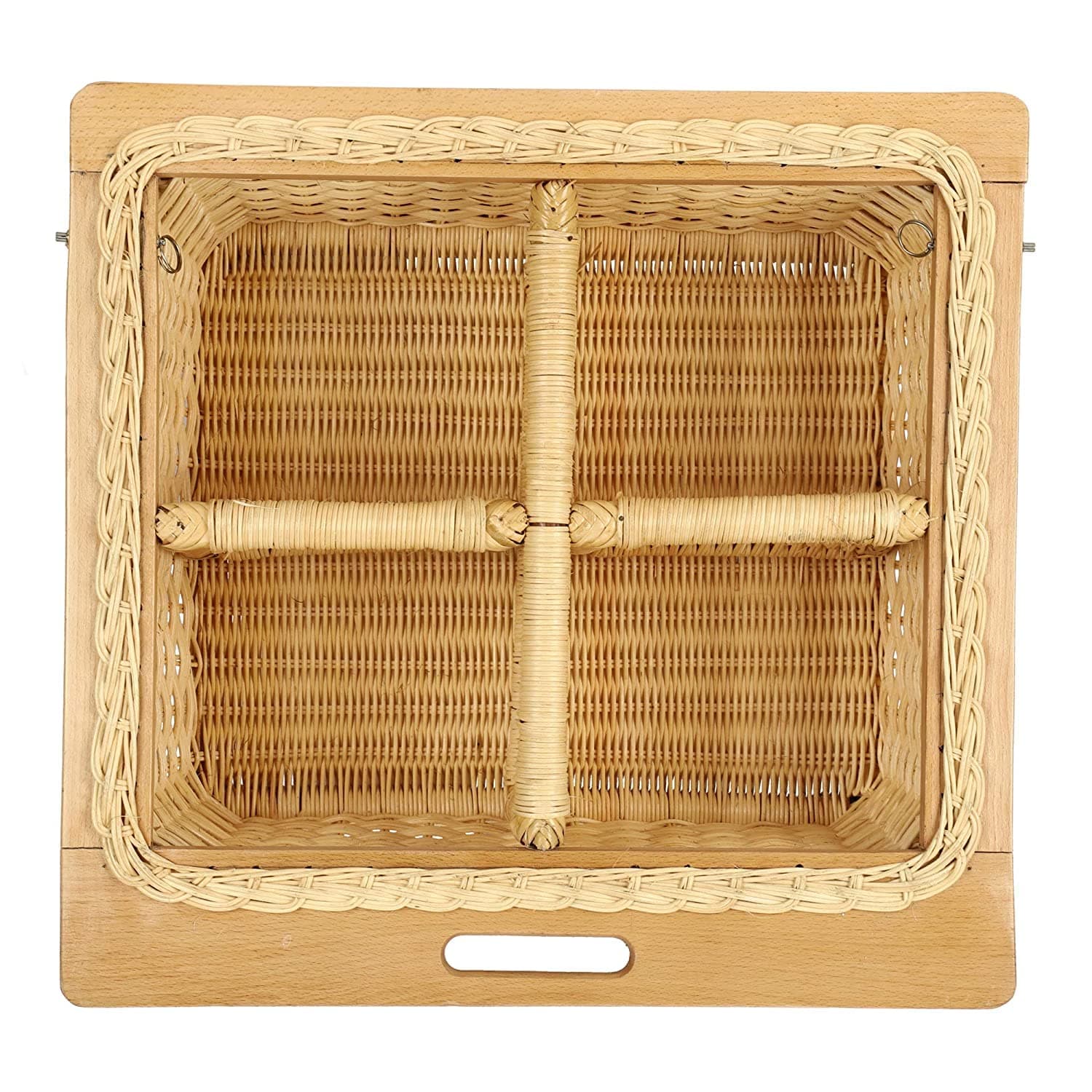 Wicker Rectangular Basket With Double Partition For Modular Kitchen (22.5 W (564Mm) X 20 L X 6 H (Double Partition)) Brown