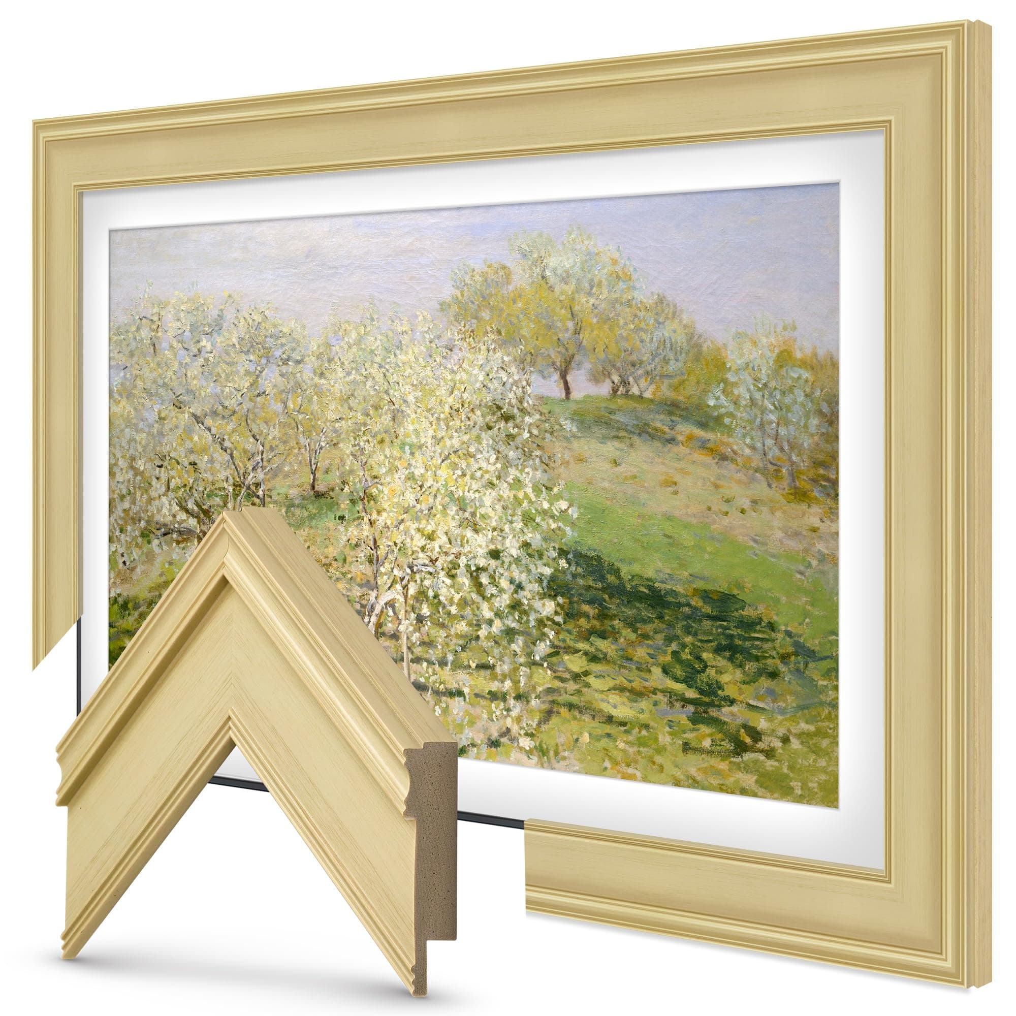 Frame My TV Deco TV Frames - Antique White Smart Frame Compatible ONLY with Samsung The Frame TV (3 inch, Color Chip)