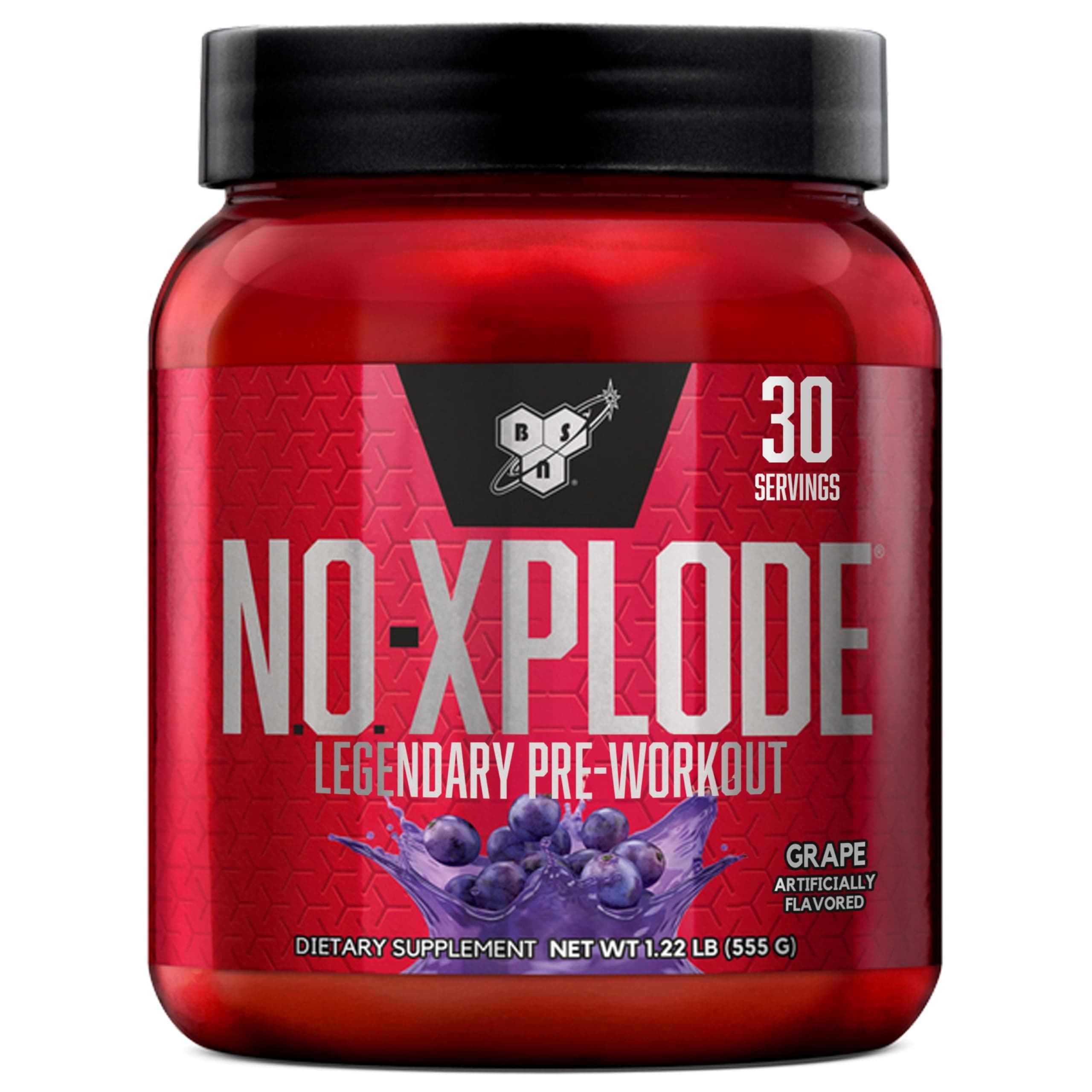 N.O.-XPLODE Legendary Pre-Workout Supplement with Creatine, Beta-Alanine, and Energy,Dietary Supplement,1.22 LB (555 G), Grape, 30 Servings