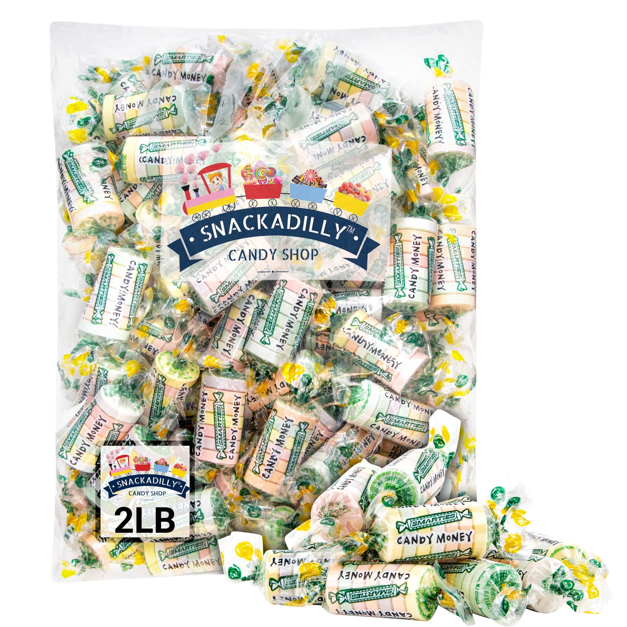 Candy Money Rolls 2Lb Bulk Bag - Candy Coins In Assorted Fruit Flavors - Packaged By By Snackadilly