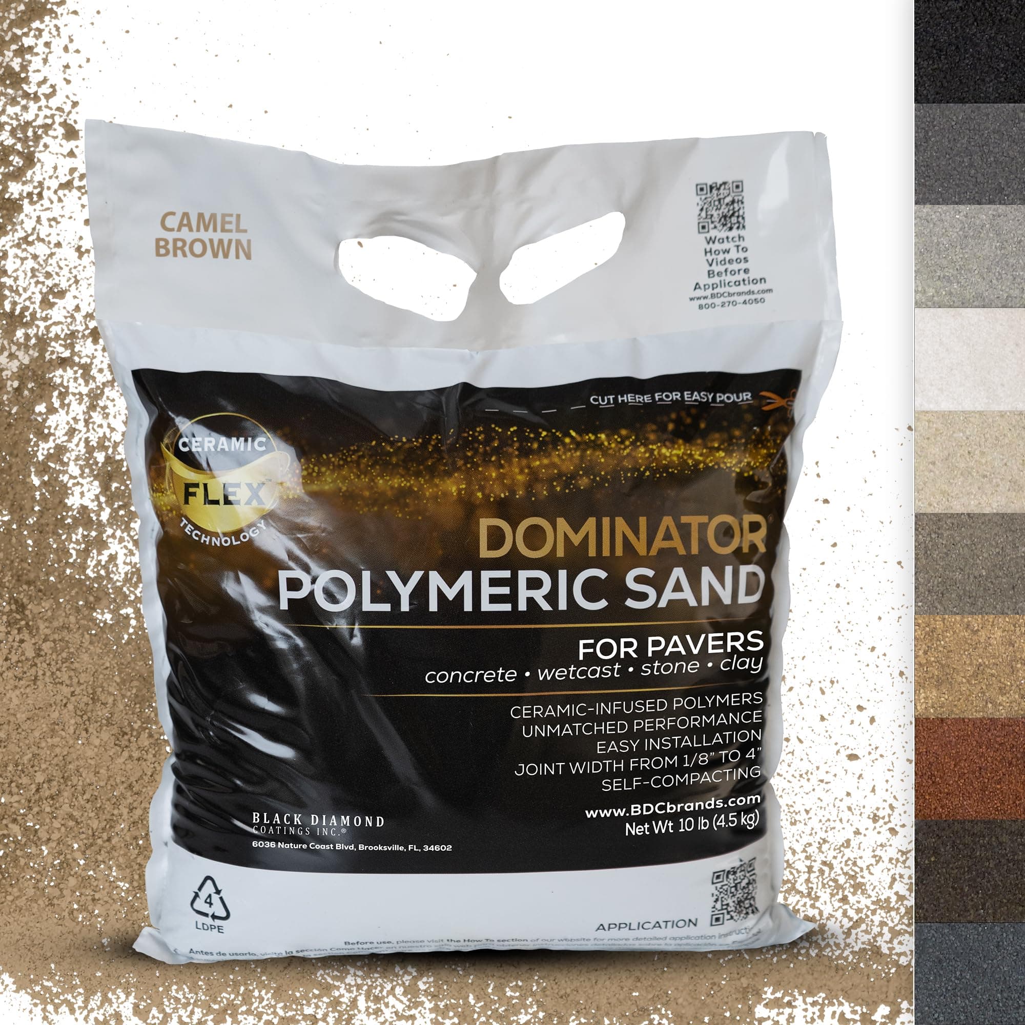 10 Pound Camel Brown DOMINATOR Polymeric Sand with Revolutionary Ceramic Flex Technology for Stabilizing Paver Joints/Gaps, 1/8” up to 4”, Professional Grade Results