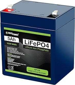 ExpertPower 12V 5Ah Lithium LiFePO4 Deep Cycle Rechargeable Battery | 2500-7000 Life Cycles & 10-Year Lifetime | Built-in BMS | Perfect for RV, Solar, Marine, Overland, Off-Grid Applications