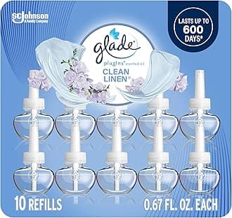 Glade PlugIns Refills Air Freshener, Scented and Essential Oils for Home and Bathroom, Clean Linen, 6.7 Fl Oz, 10 Count (Packaging May Vary)