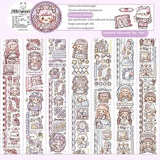 Paper Planner Sticker Tape Set Featuring Cartoon Mochi Characters - Perfect for Scrapbooking, Bullet Journaling, and Organization (langmanxiawucha2) (X1605)