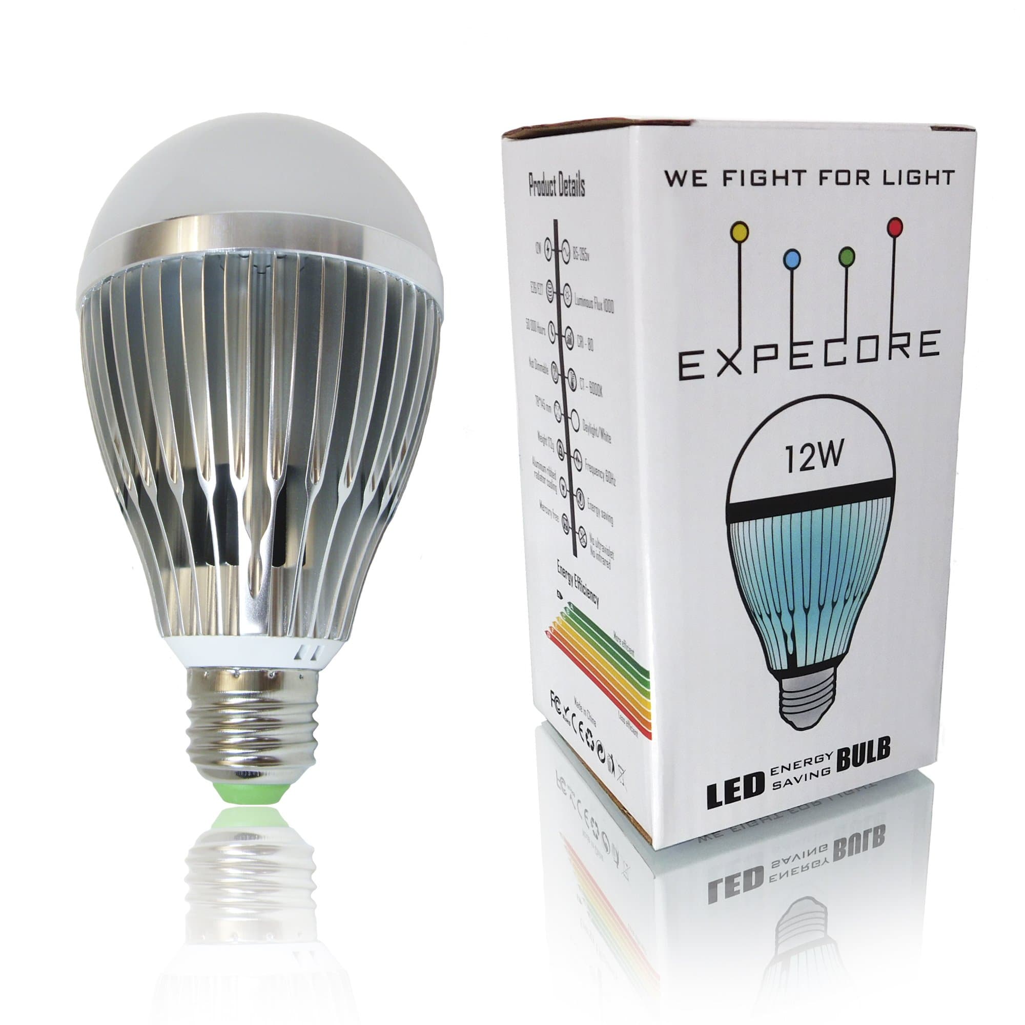 Expecore LED Bulbs For Home and Office, 6000k Daylight LED Bulbs 12 watt Equivalent 100 watt Incandescent Bulbs 1000 lumens, LED Light bulbs Energy Efficient, Non-Dimmable, E26, 1-Pack