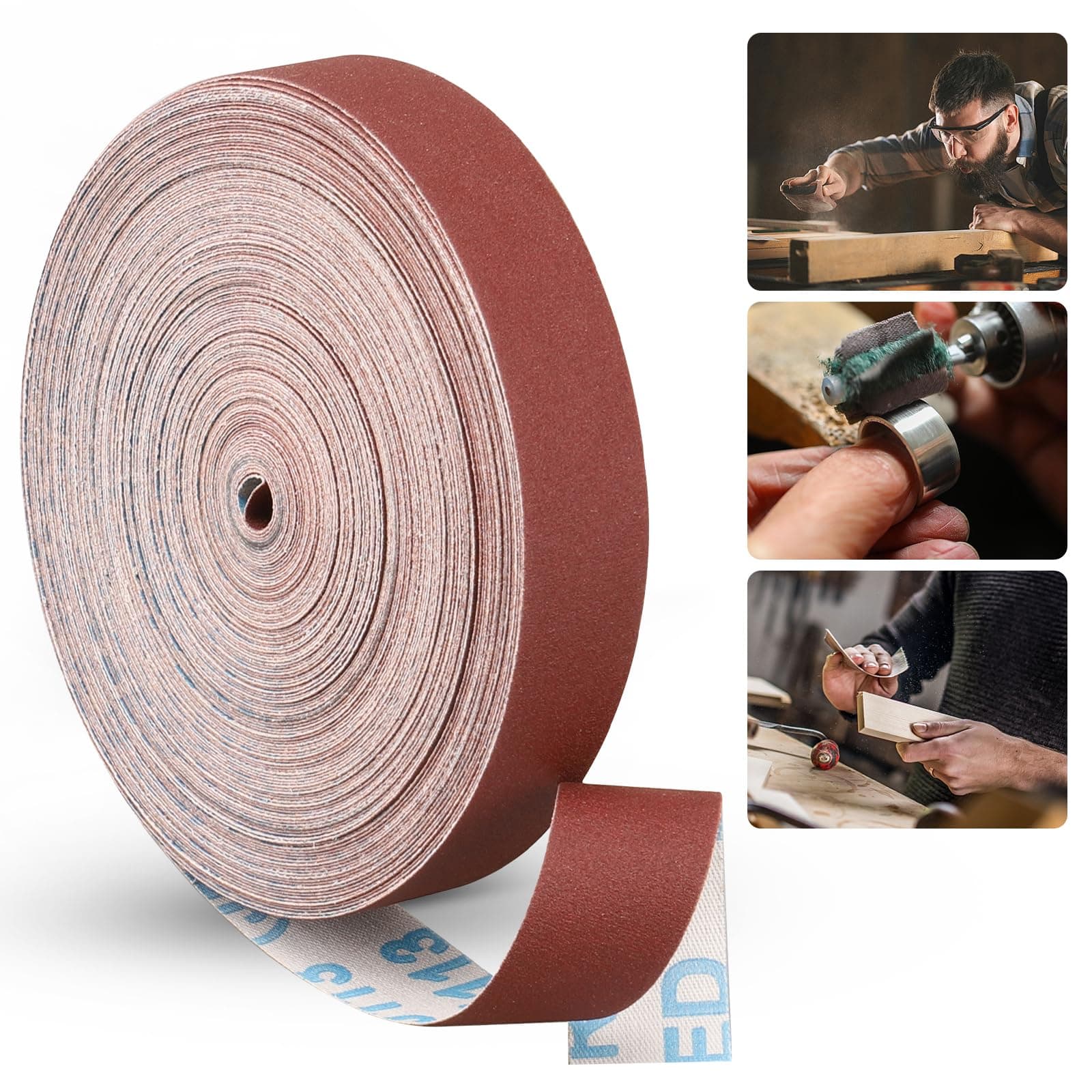Emery Cloth Roll,320 Grit Continuous Sandpaper Roll 1" x 89 Feet Sandpaper Roll for Wood Furniture Finishing Metal Sanding Automotive Polishing