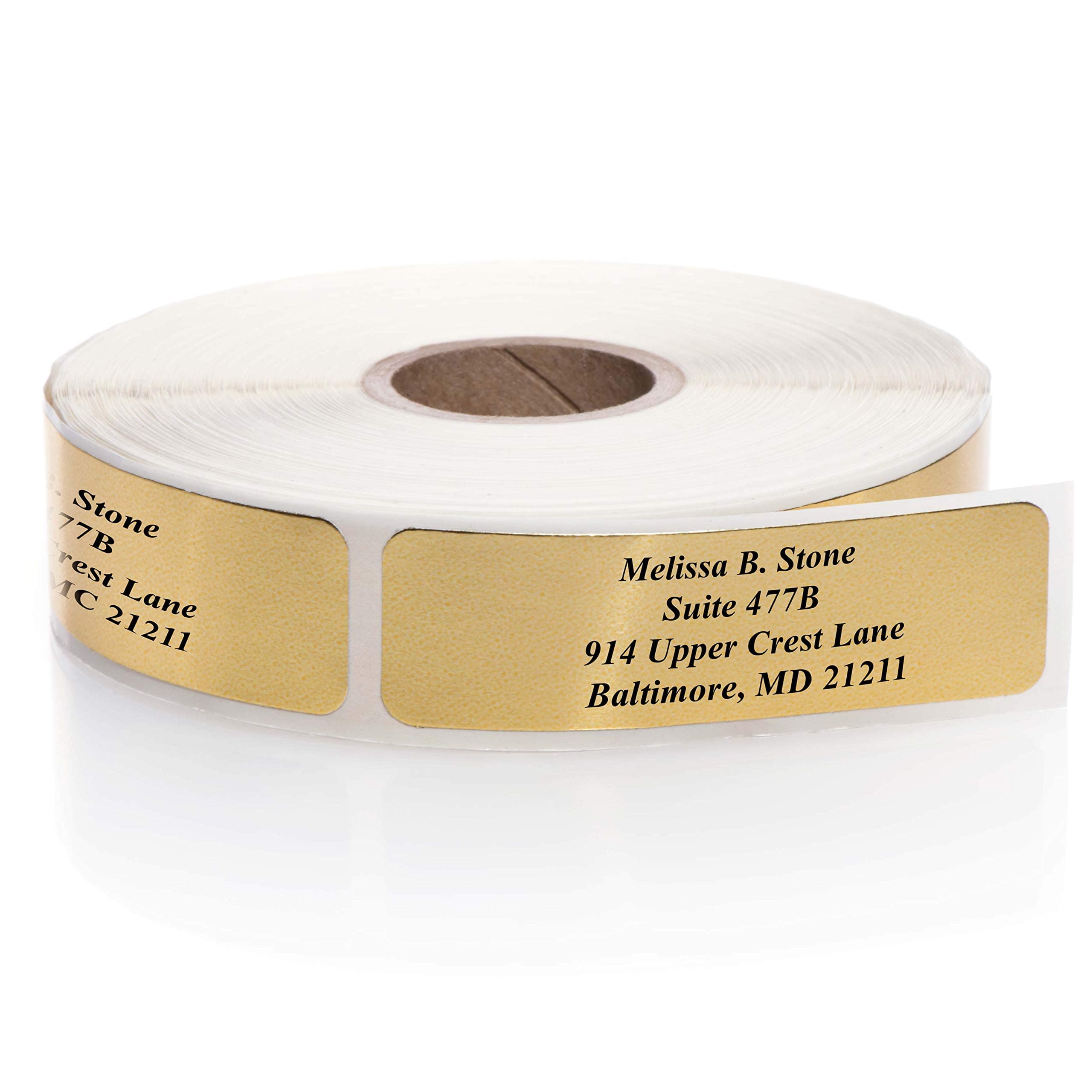 Gold Foil Personalized Return Address Labels Without Dispenser - Roll of 500 Custom Stickers