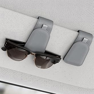 Sotfamily Sunglass Holder for Car Visor, Suede Cloth Magnetic Sunglass Organizer for Car Accessories, 2 Packs, Gray