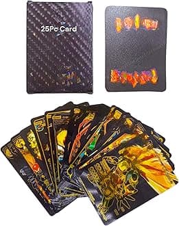 SHAKTISM Poke Collectible Card Game Trading Card Game Water Proof Booster Pack Set, V Series, Vmax GX Rare, Gold Foil, Collectible Foil Cards (Black 25Pc)