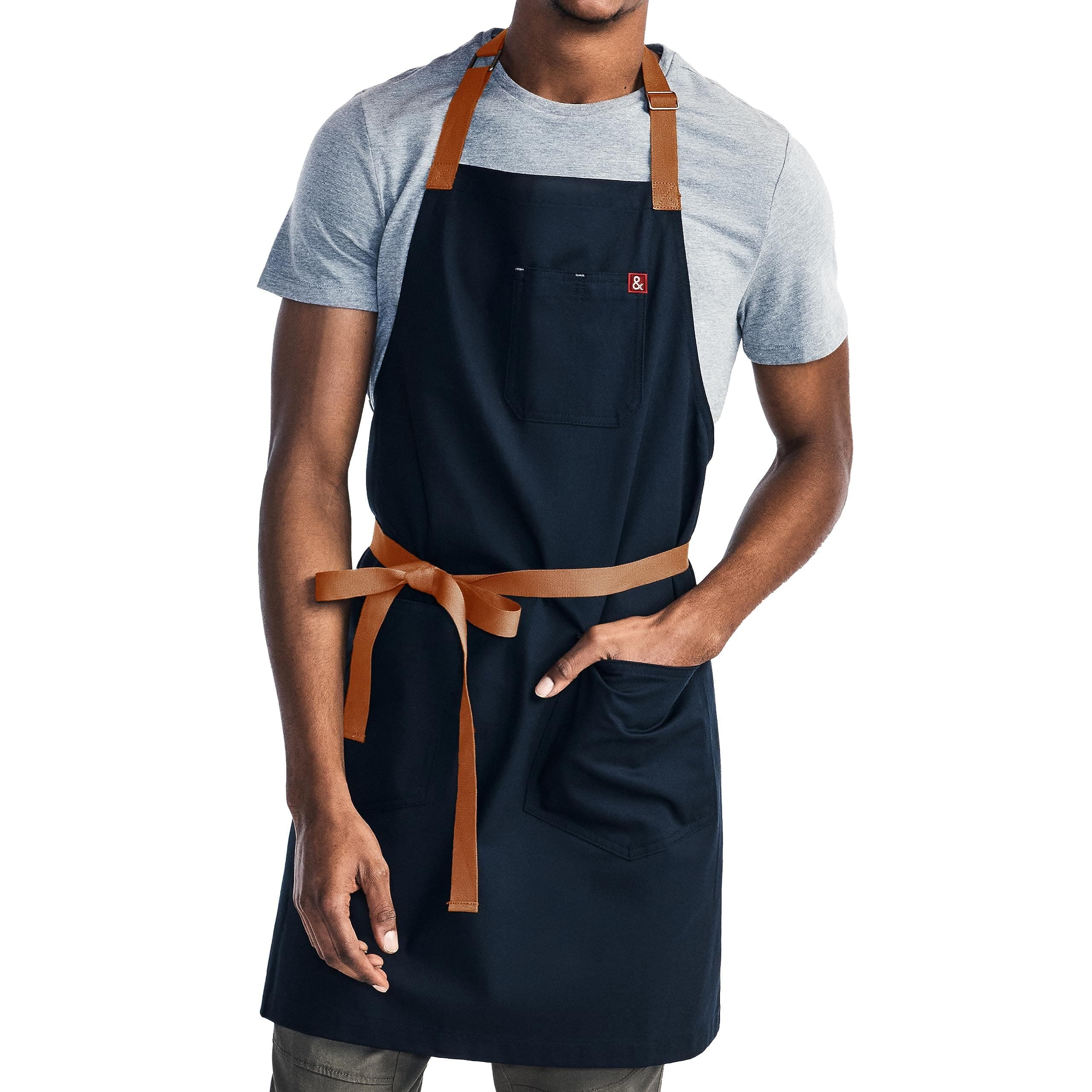 hedley & bennett Essential Apron - Lightweight Cotton Canvas Kitchen Apron with Pockets & Towel Loop - Professional Chef Workwear for Baking & Cooking - Midnight Cider