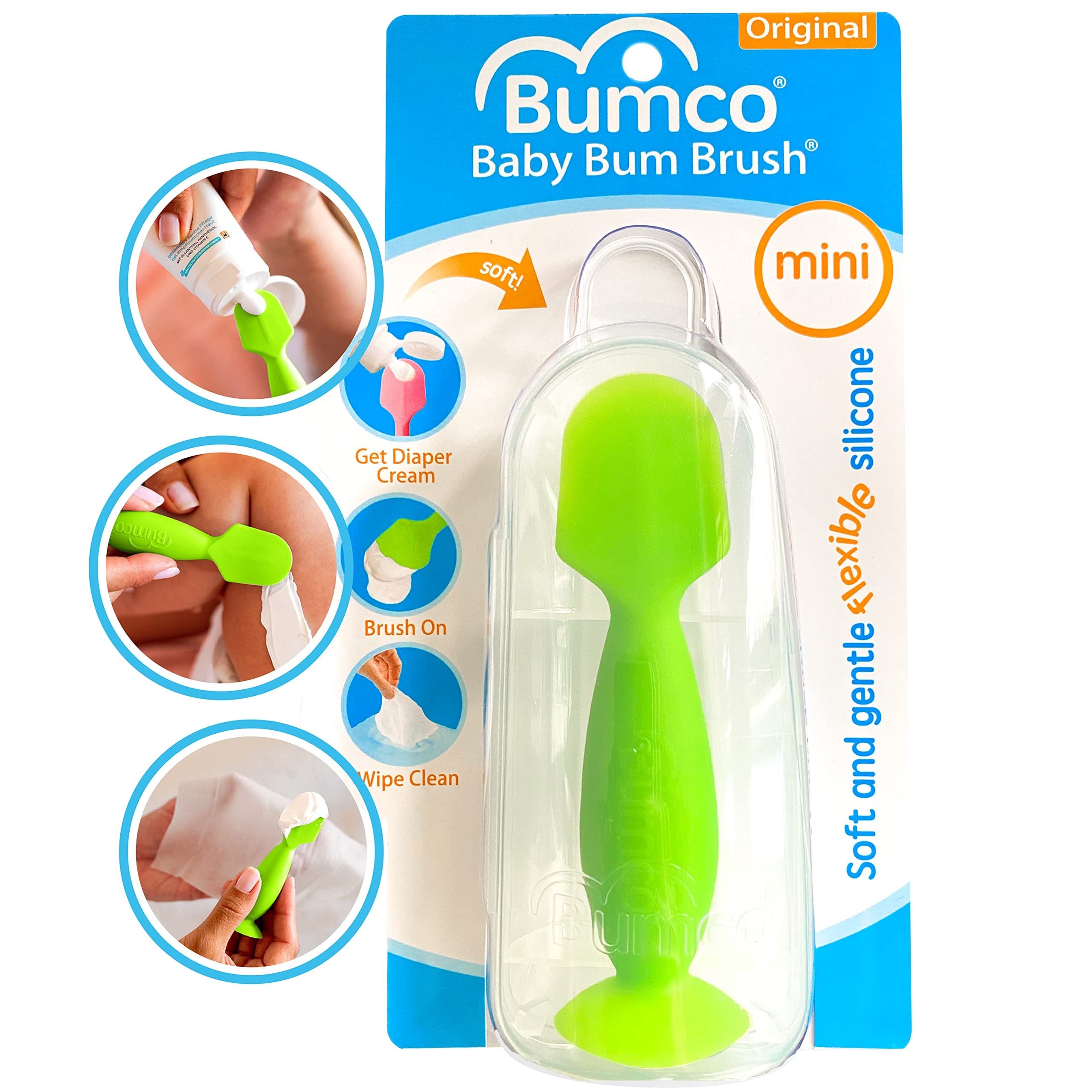 Bumco Mini Diaper Cream Spatula with Case - BPA-Free Butt Spatula Baby, Soft & Flexible Diaper Spatula, Diaper Cream Applicator, Mom-Invented Baby Must Haves, Diaper Bag Essentials, Butt Paste Spatula