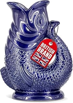 The Bubble Jug Fish Shaped Glouglou Decanter, Dark Cobalt Blue Jug Vase, Extra Large 1.5 Litre, Ceramic Home Decoration for Cocktails, Water and Gin