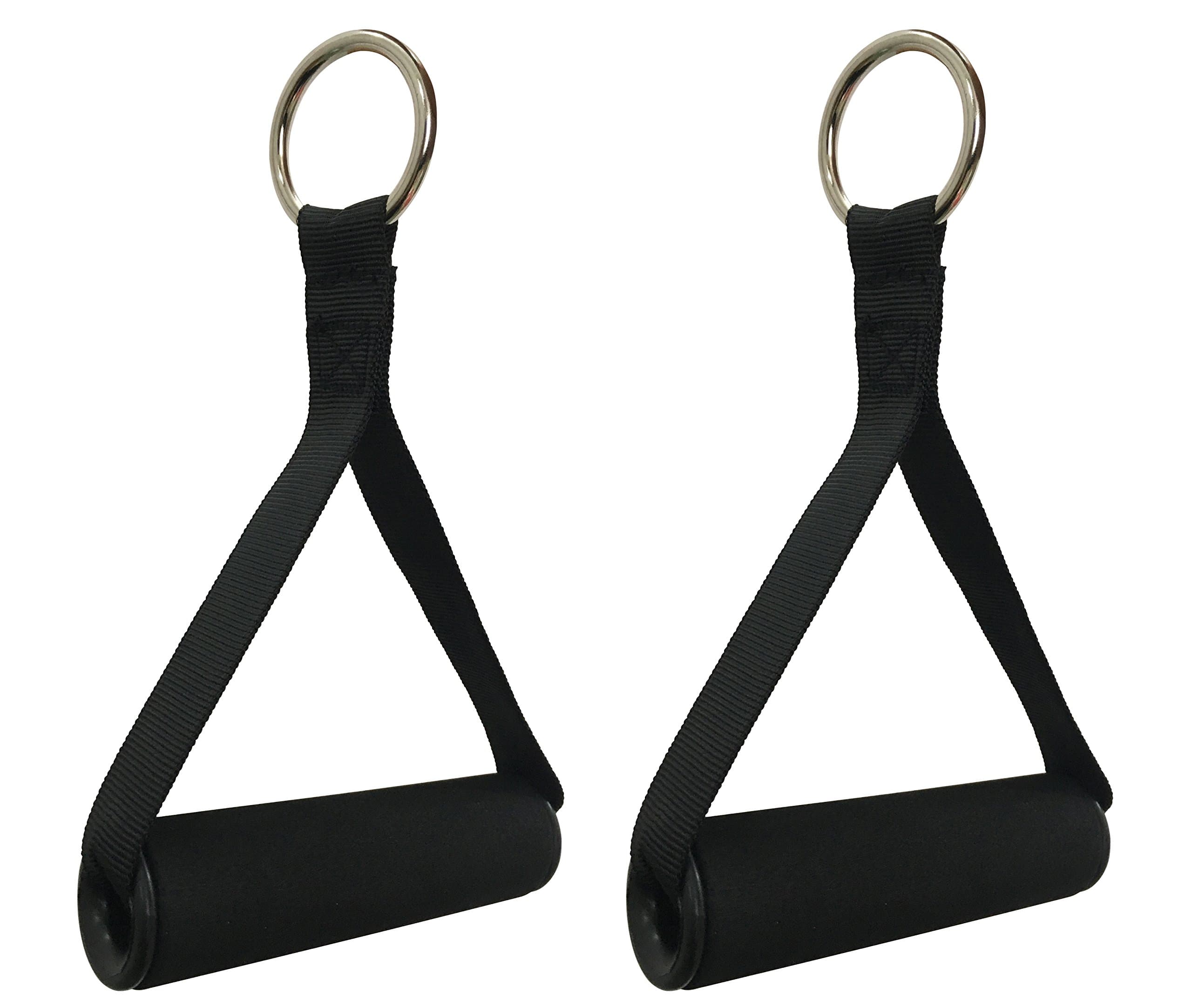 Resistance Band Handle Heavy Duty Cable Machine Attachment with ABS Core, Strong Nylon Webbing, and Seamless Steel O ring For Fitness Workout Gym Pilates Yoga Crossover Tricep Exercise (1 Pair)