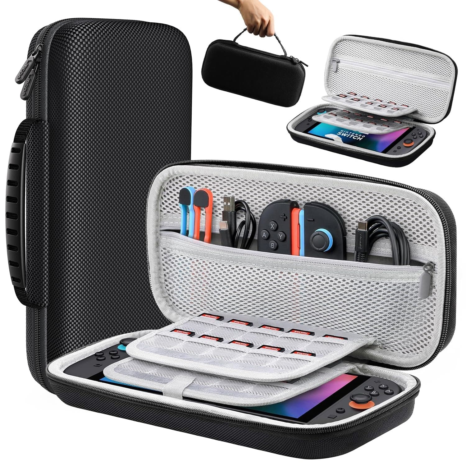 Lmcpa Carry Case for 2025 Nintendo Switch 2 Console, Portable Case with 20 Game Cartridges, Protective Hard Shell Travel Case Pouch for 2025 Nintendo Switch 2 Console & Accessories, Black