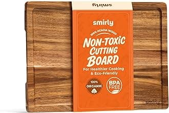 SMIRLY Bamboo Cutting Board Set, Chopping Board and Wooden Cutting Boards for Kitchen, Small Wood Cutting Board and butcher block (Acacia Wood, 1 Pack)
