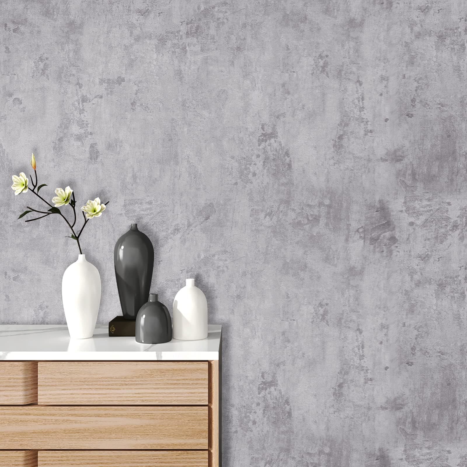 Stickyart Textured Stained Grey Concrete Wallpaper Roll