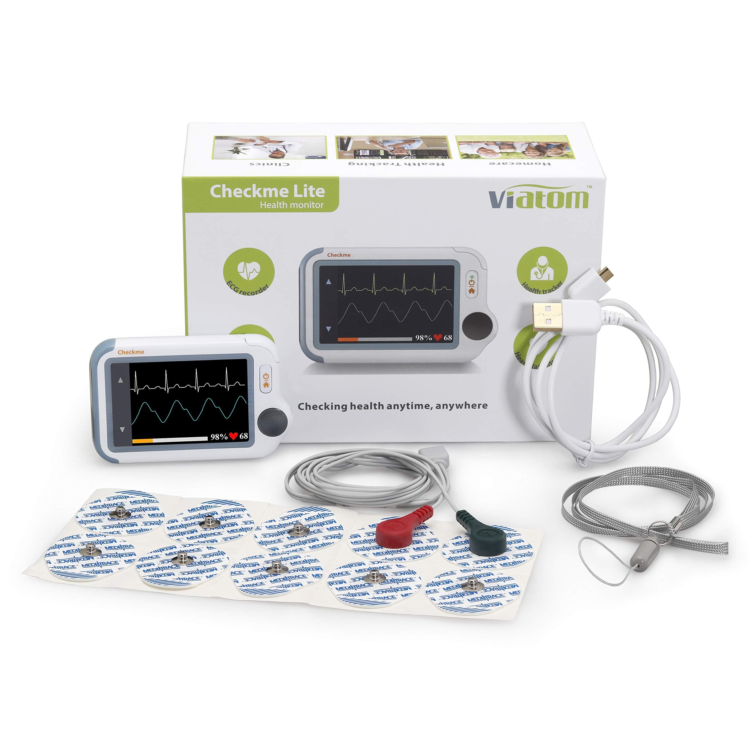 MedX5 (Upgrade 2019) 2,4'' Touch Display, Wireless Portable ECG Monitor with Colored Display, 3in1 Heart Rate Monitor with Blood Oxygen Saturation & Blood Pressure Function