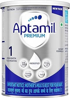 Aptamil Premium Infant Formula Milk Powder for Babies - Stage 1 (Upto 6 Months) - with Prebiotics and DHA - 400gms - Tin