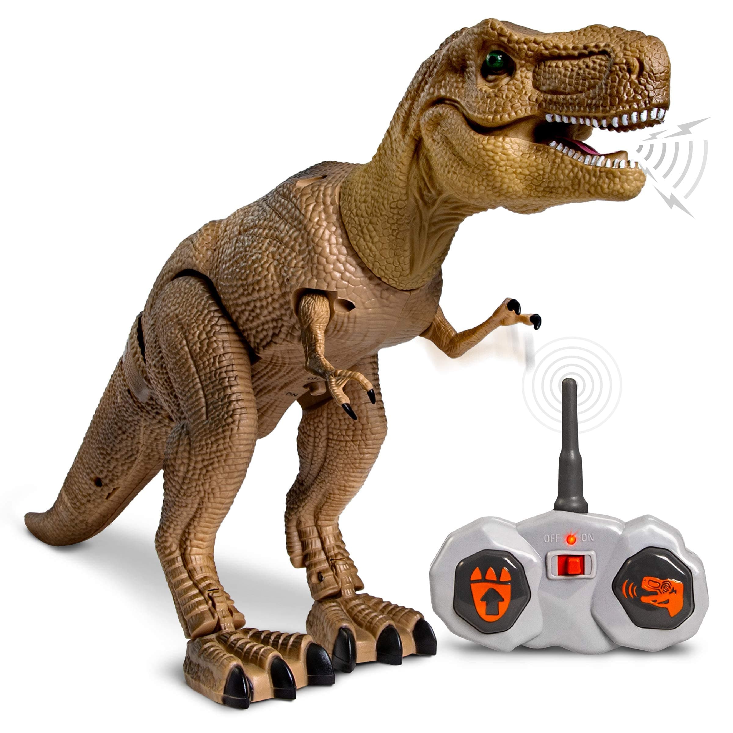 Discovery™ Remote Control T-Rex Dinosaur – Realistic Jurassic RC Action Figure with Walking Legs, Roaring Sounds, Chomping Mouth| Dinosaur Toys for Kids| Boys Toys RC Car Gift| Fun Dino for Ages 6+
