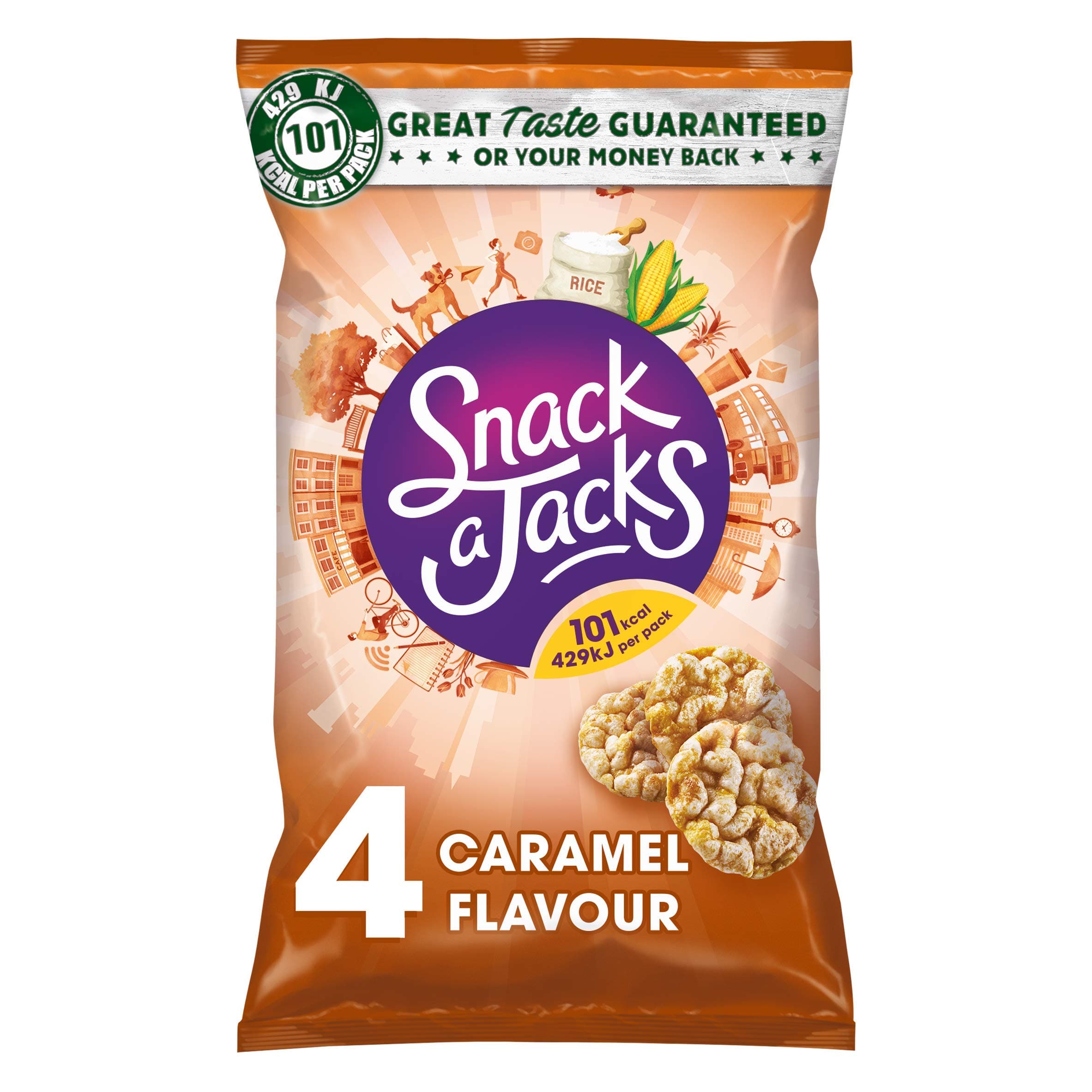 Snack a Jacks Caramel Multipack Rice Cakes, 4 x 25 g