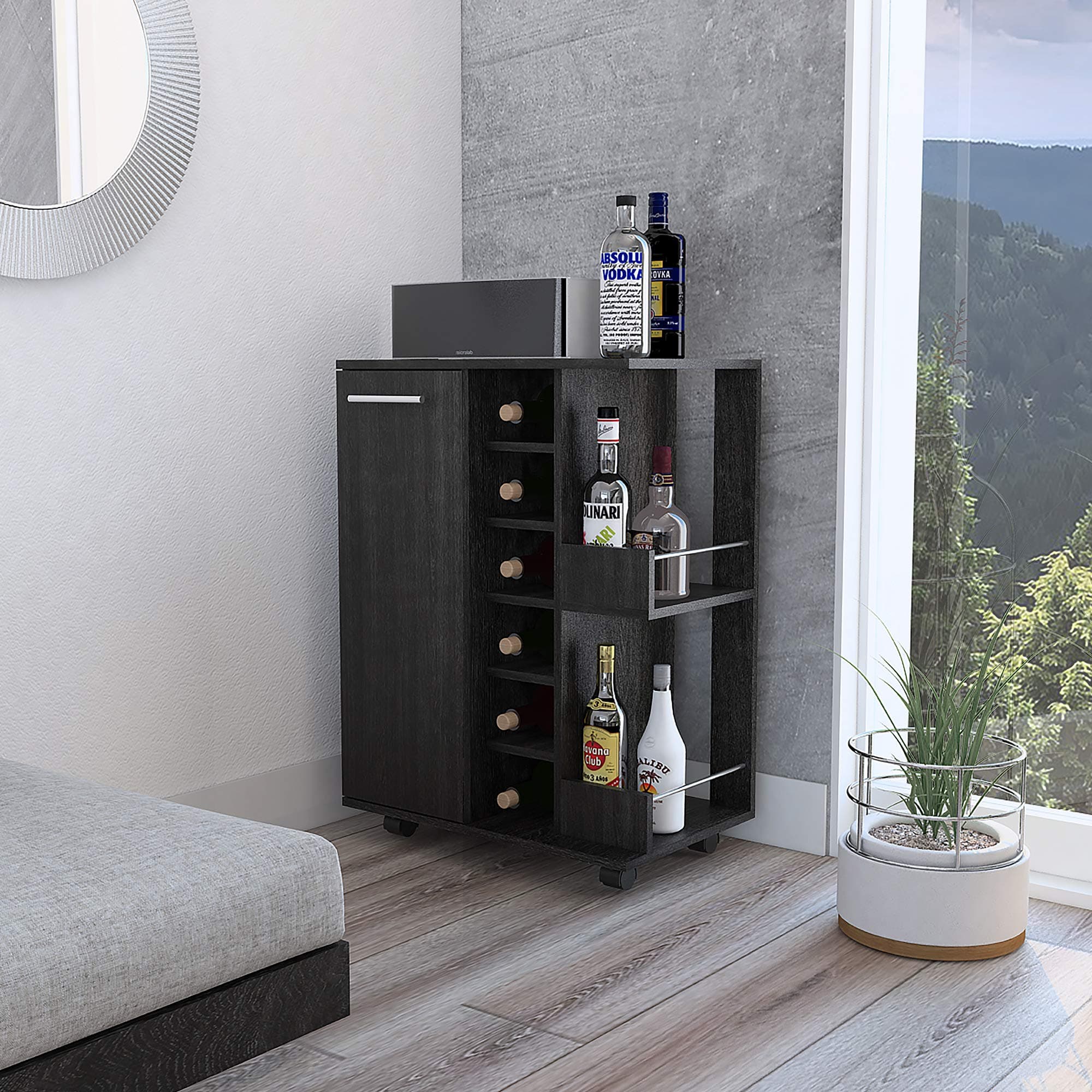 TUHOME BAR CARTS (Dark Weathered Oak)