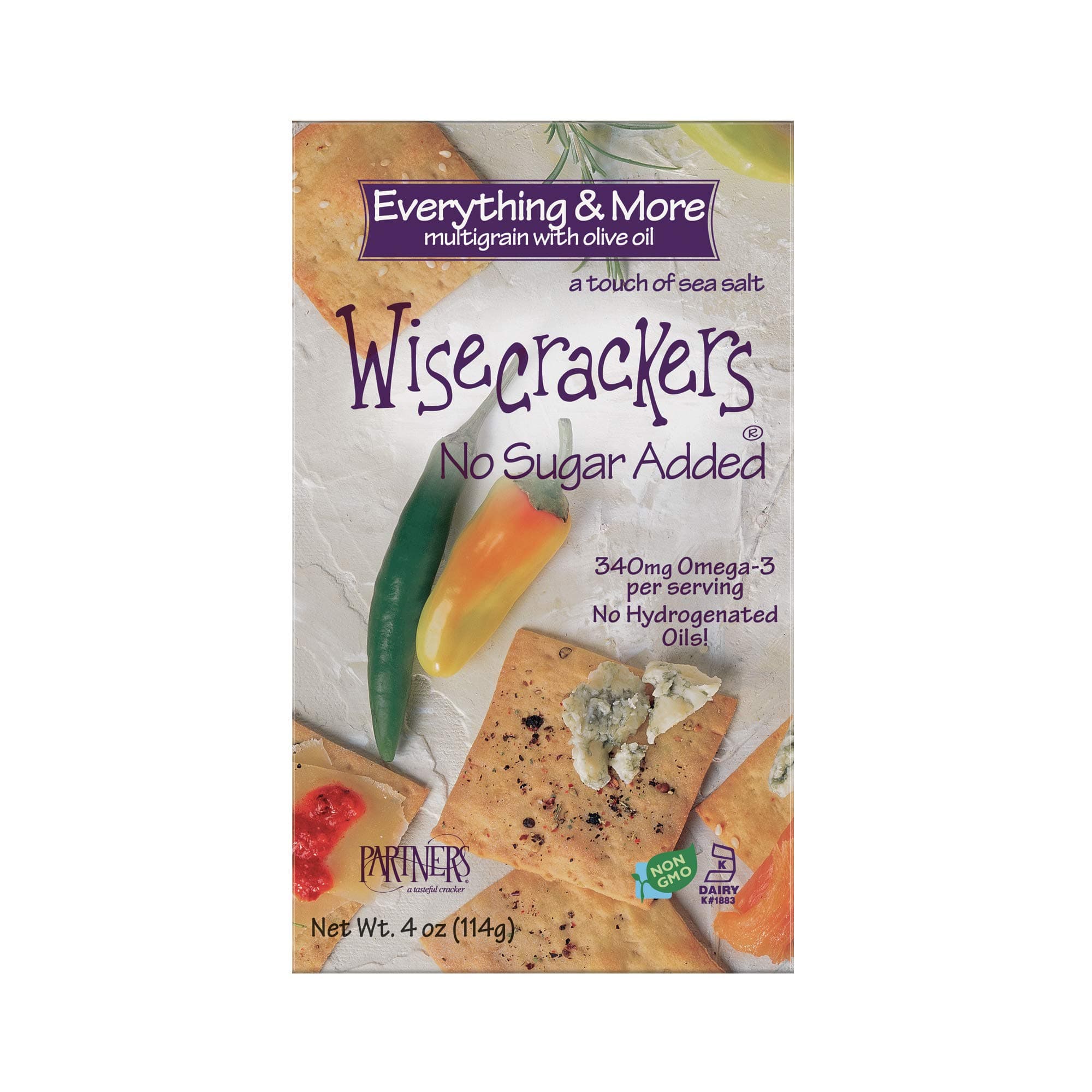 Partners Wisecrackers Low Fat Crackers, Everything & More, 4 Oz (Pack Of 6)