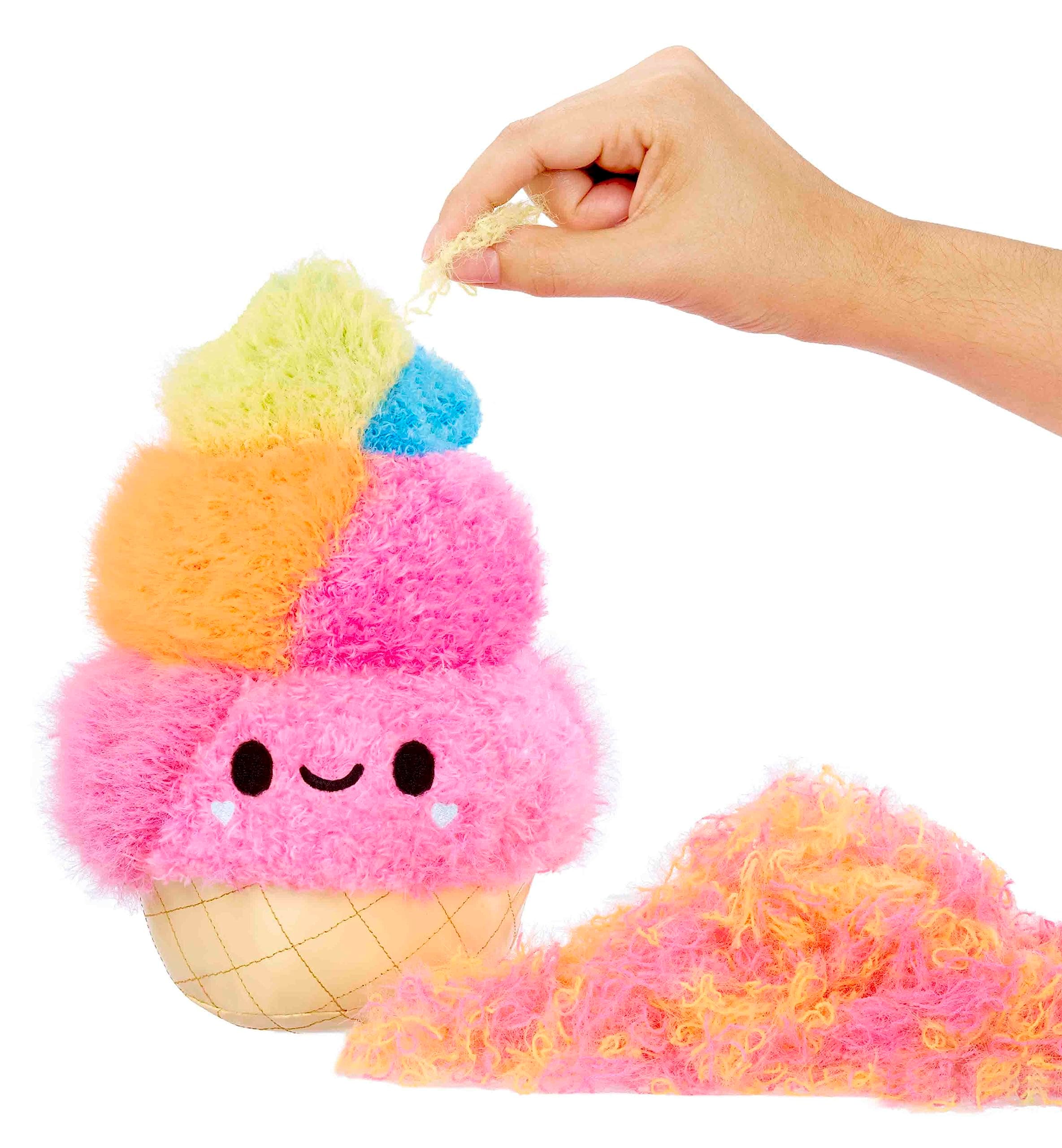 Fluffie Stuffiez Ice Cream Small Collectible Feature Plush - Surprise Reveal Unboxing with Huggable ASMR Fidget DIY Fur Pulling, Ultra Soft Fluff