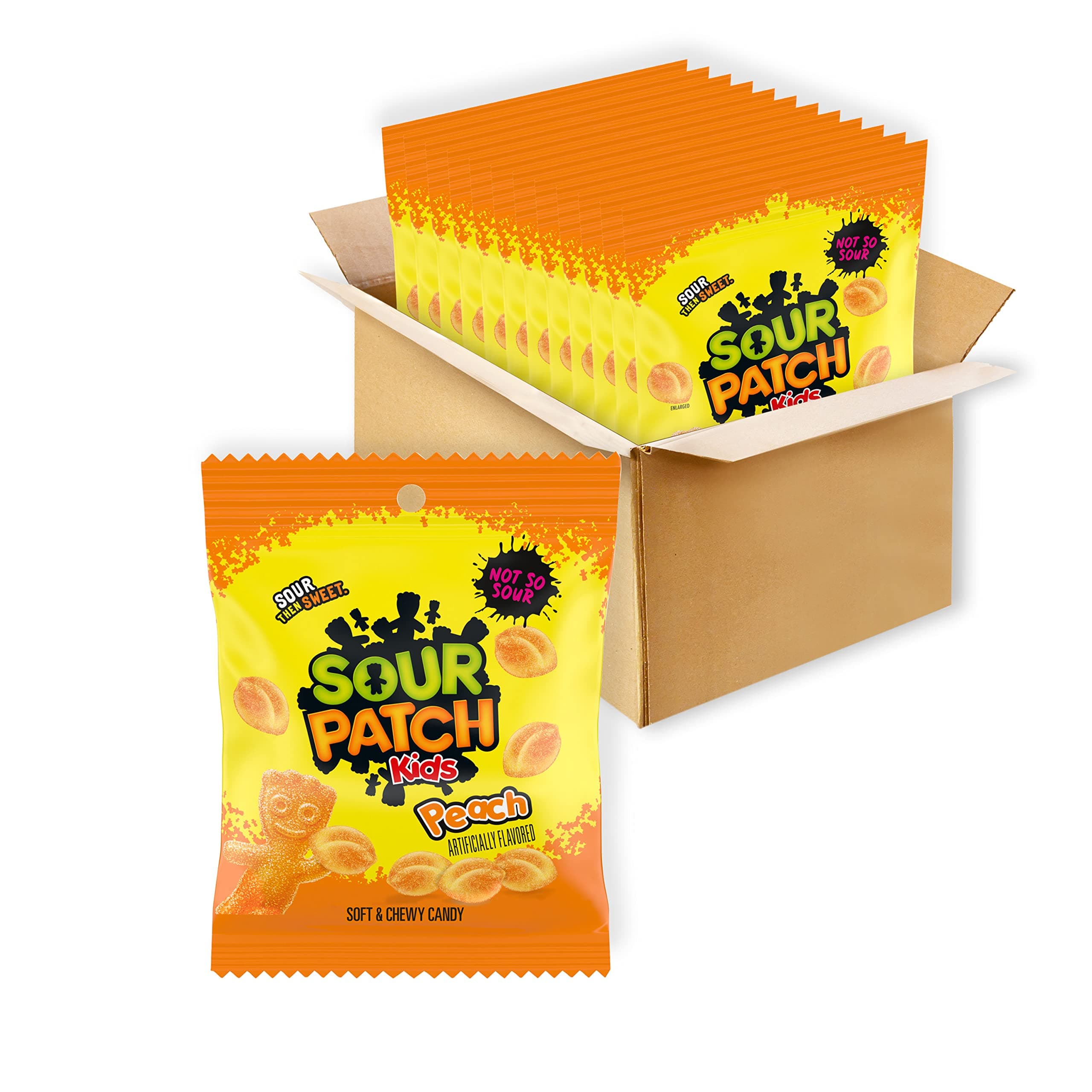 Peach Soft & Chewy Candy, Bulk Candy, 12 - 3.56 oz Bags