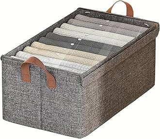 House of Quirk Durable Linen Closet Organizers and Foldable Flip Storage Baskets, Rectangle Storage Boxes for Pants, Shirt, Sweaters, Bra Panty, Socks (Pack 1, Dark Grey), Clothing