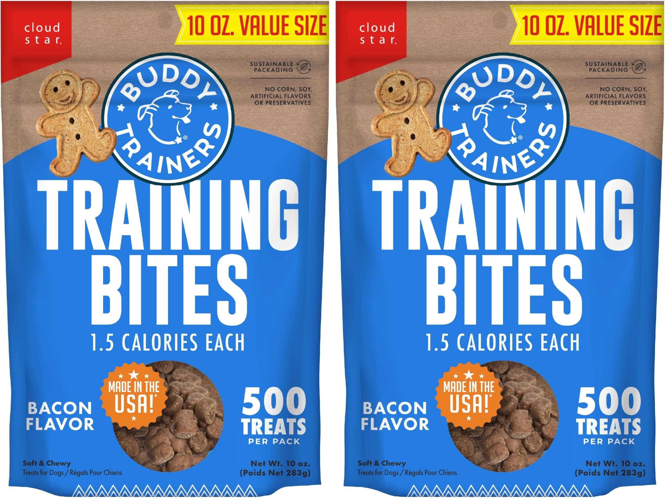 Trainers 10 oz. Pouch of Training Bites Soft & Chewy Dog Treats Made with Bacon Flavor (Pack of 2)