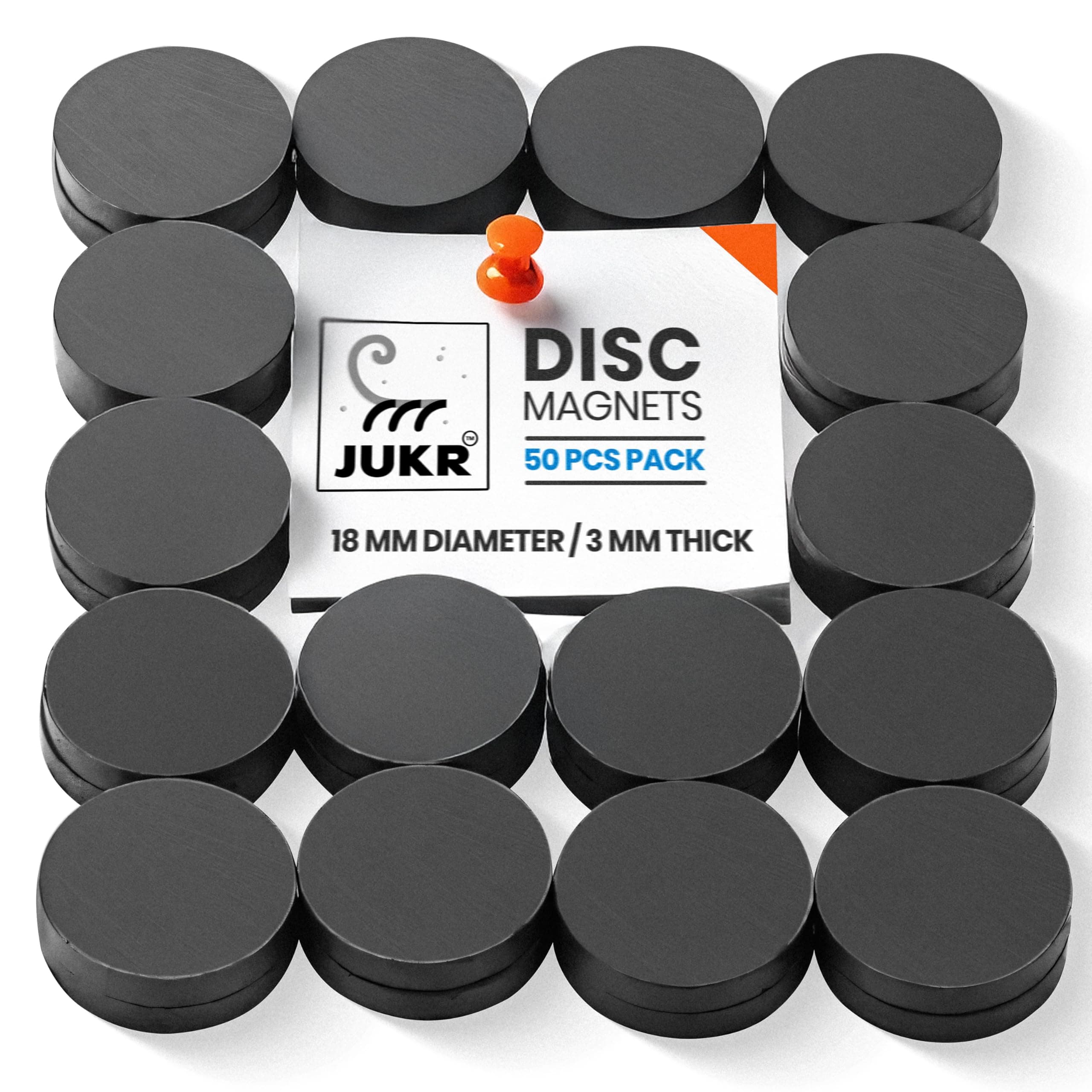 Small Round Disc Decorative Fridge Refrigerators Magnets Set for Art Crafts Decoration Work, Notice Boards, Home Improvement, DIY School College Projects (18 mm Diameter, 3 mm Thick, Pack of 50)