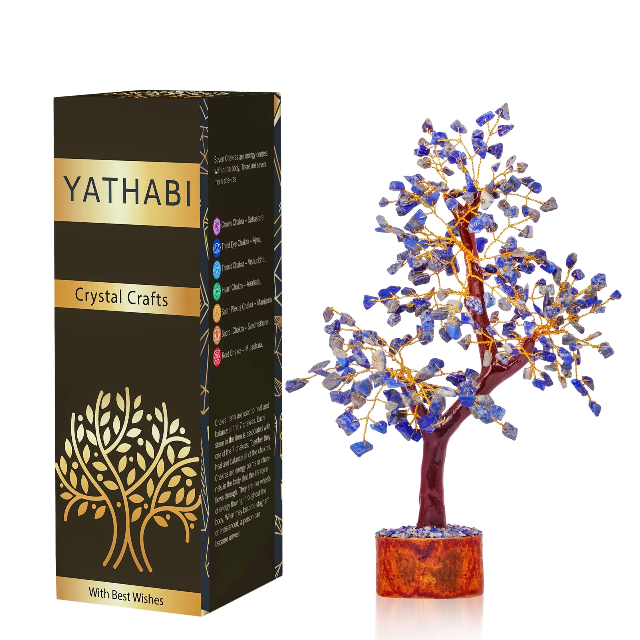 YATHABILapis Lazuli Crystal - Chakra Tree - Blue Lapis Crystal - Gem Tree - Crystal Tree of Life Decor - Rock Tree - Feng Shui - Crystal Money Tree - Spiritual Gift - Meditation Decor…