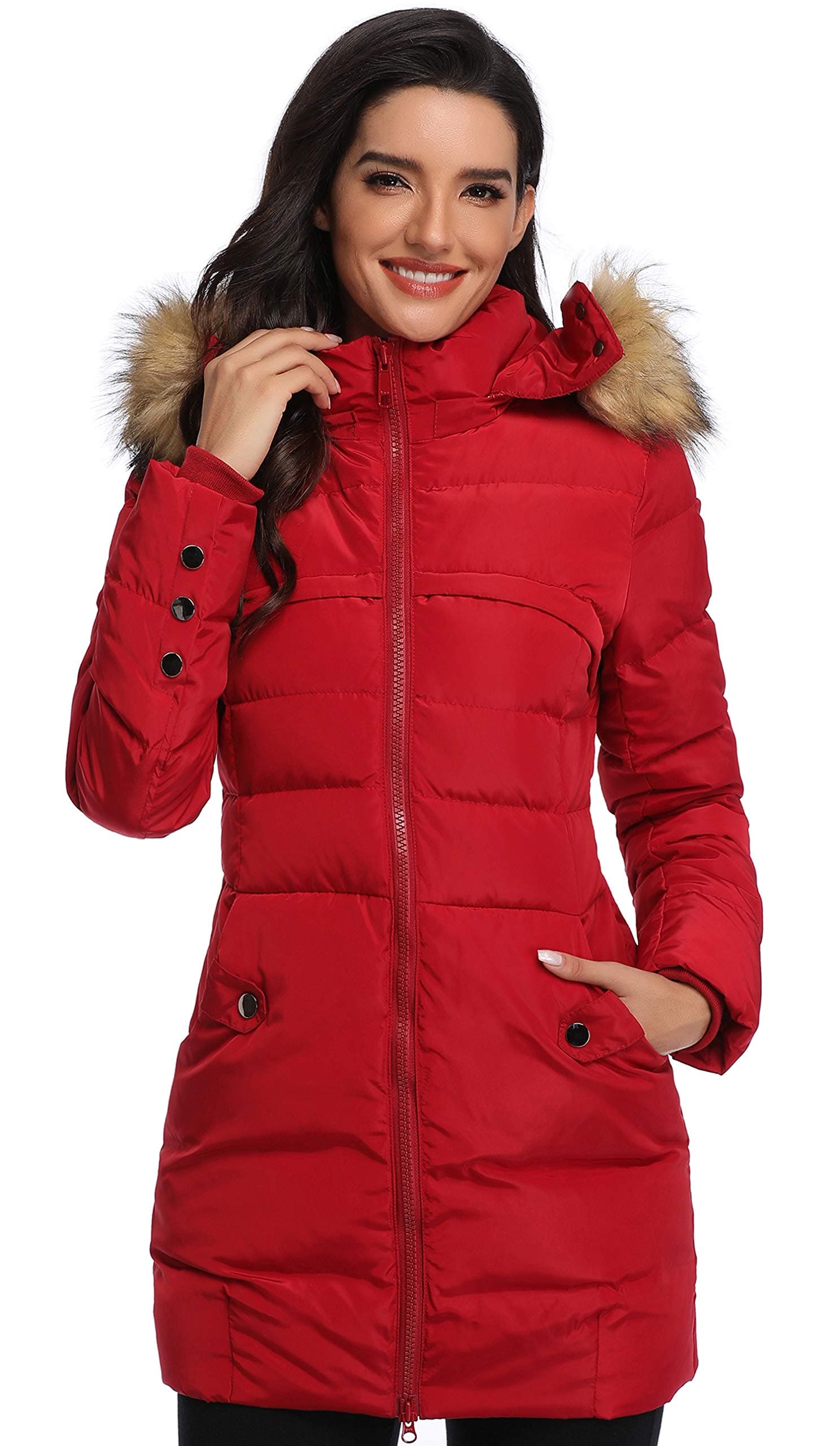 Women's Hooded Thickened Long Down Jacket Winter Down Parka Puffer Jacket
