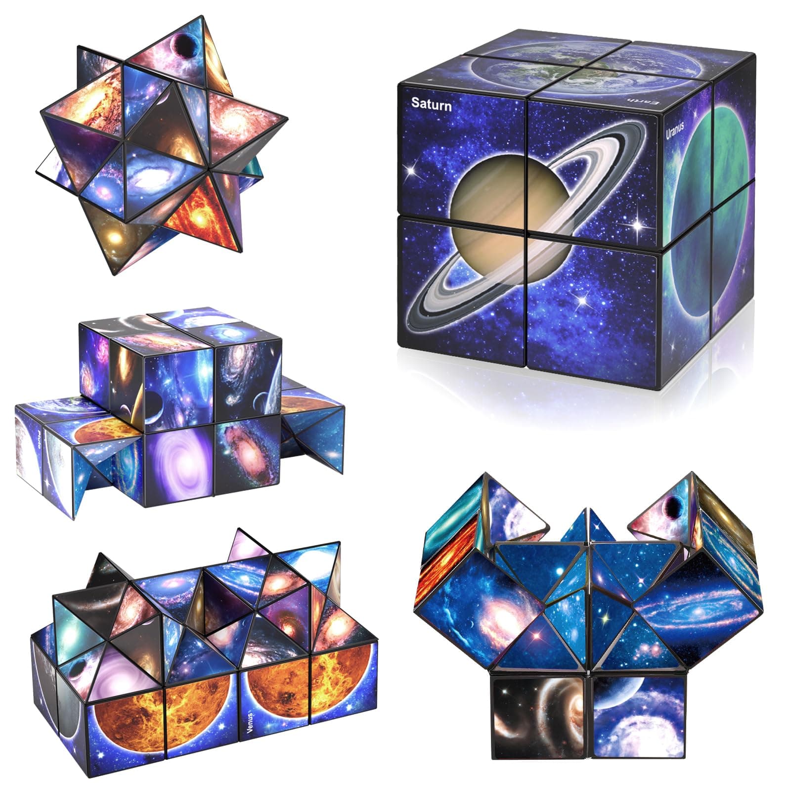 Euclidean Star Magic Cube 2 in 1 Set, Yoshimoto Infinity 3D Puzzle Cubes for Kids and Adults