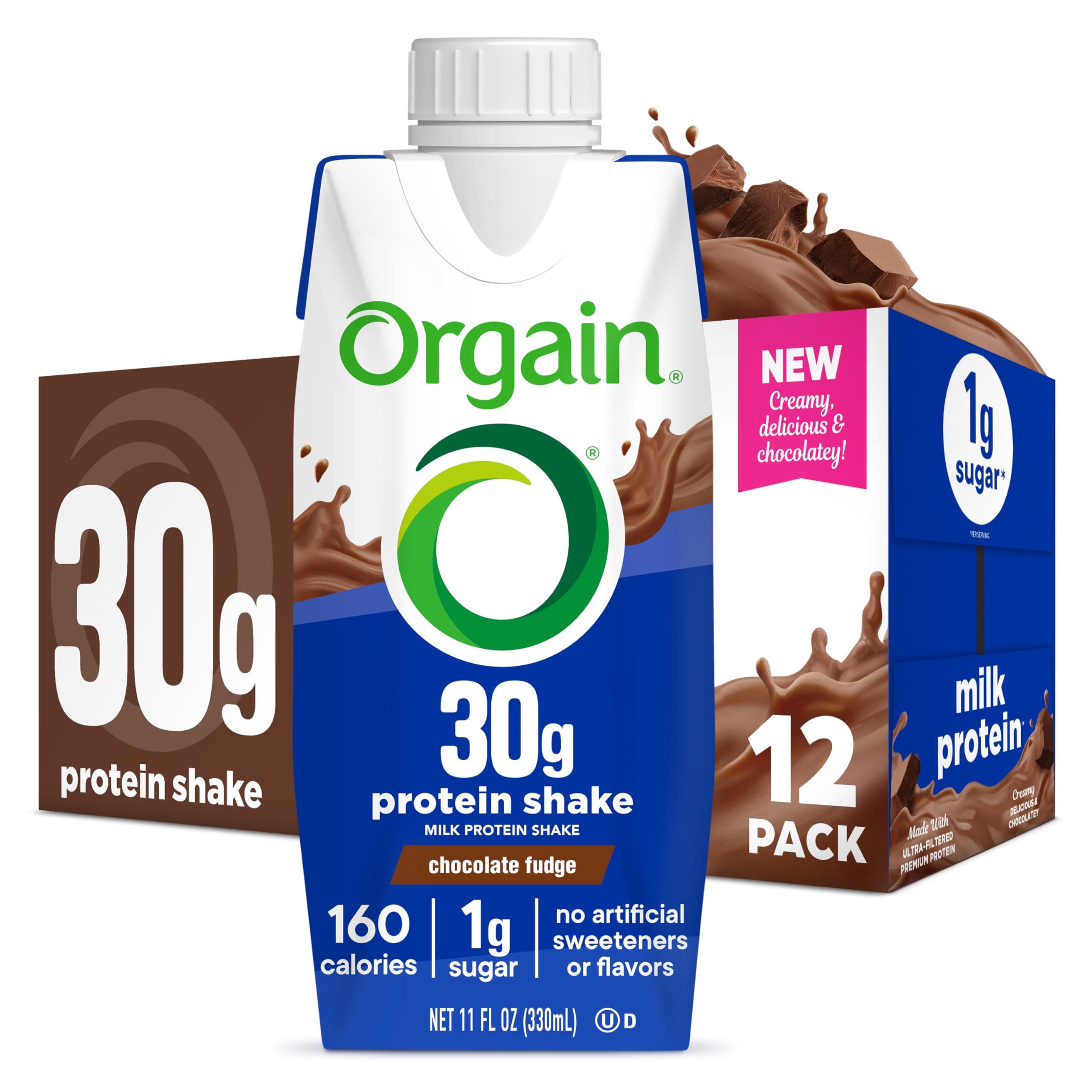 30g High Protein Shake, Dairy Isolate Milk Protein, Chocolate Fudge, 6g BCAAs, 1g Sugar Per Serving, Meal Replacement, Ready to Drink, Keto Friendly, Gluten-Free 11 Fl Oz (Pack of 12)