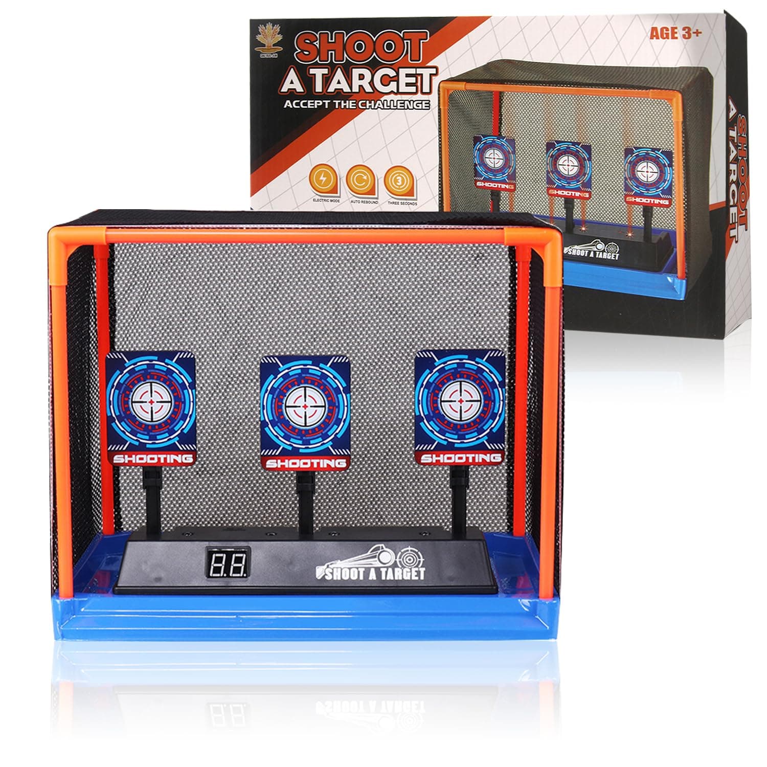 Electronic Shooting Target for Nerf Gun Foam Dart, Digital Scoring Auto Reset Targets with Light Sound Effect