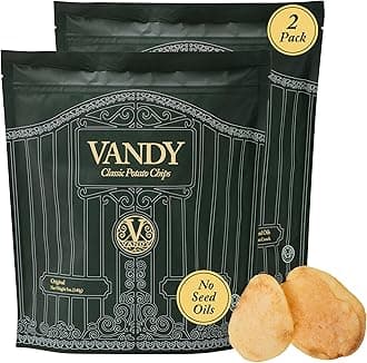 Vandy Crisps Potato Chips - Vegetable & Seed Oil Free Snacks - Gluten Free Potato Chip - Healthy Chips Made with Potatoes, Grass-Fed Beef Tallow, and Sea Salt - 2 Pack, 5 Ounce Each (Original)