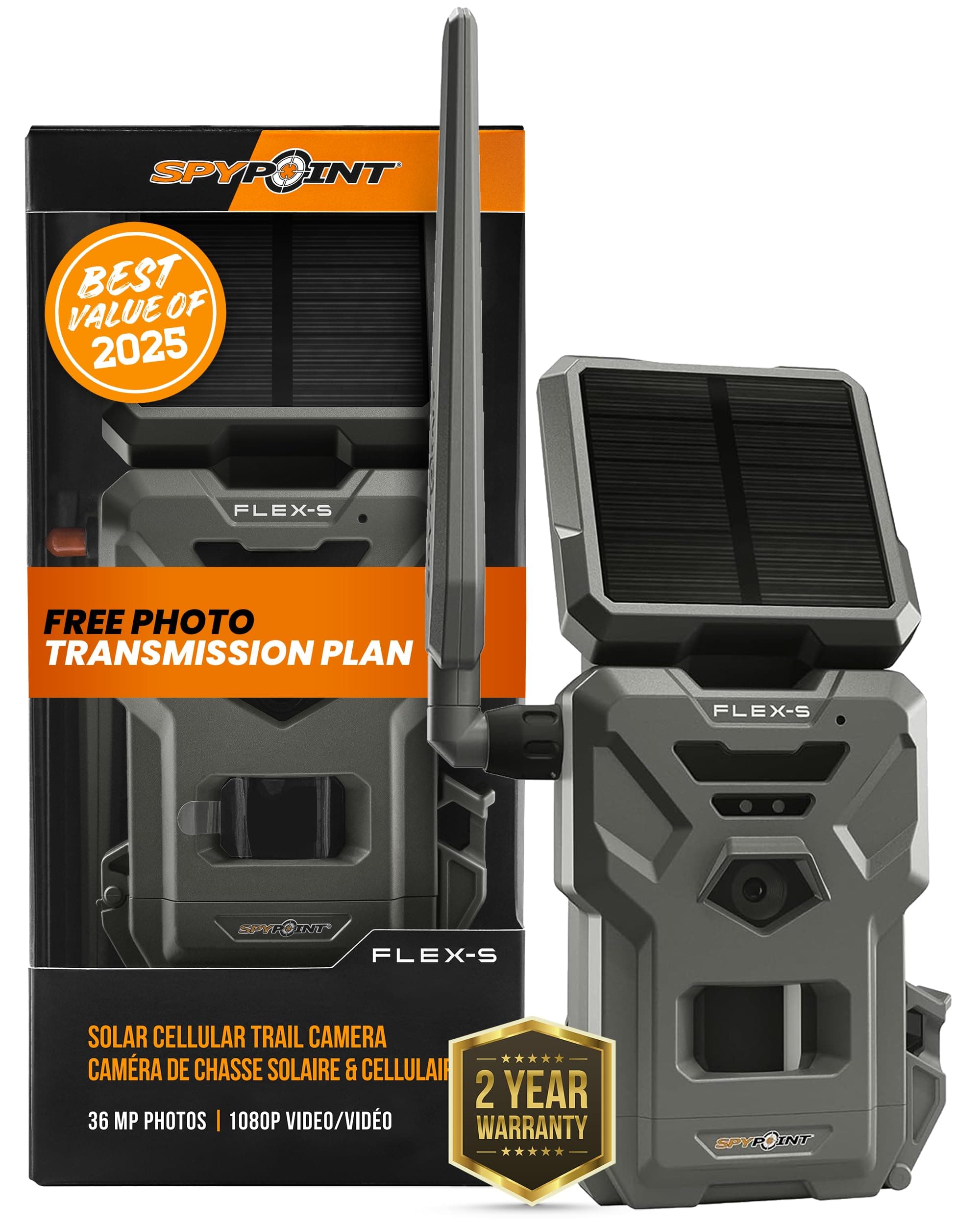 Flex-S Solar Cellular Trail Camera, Integrated Solar Panel, On-Demand Capable, LTE Connectivity, Internal Battery, Optional Battery Backup