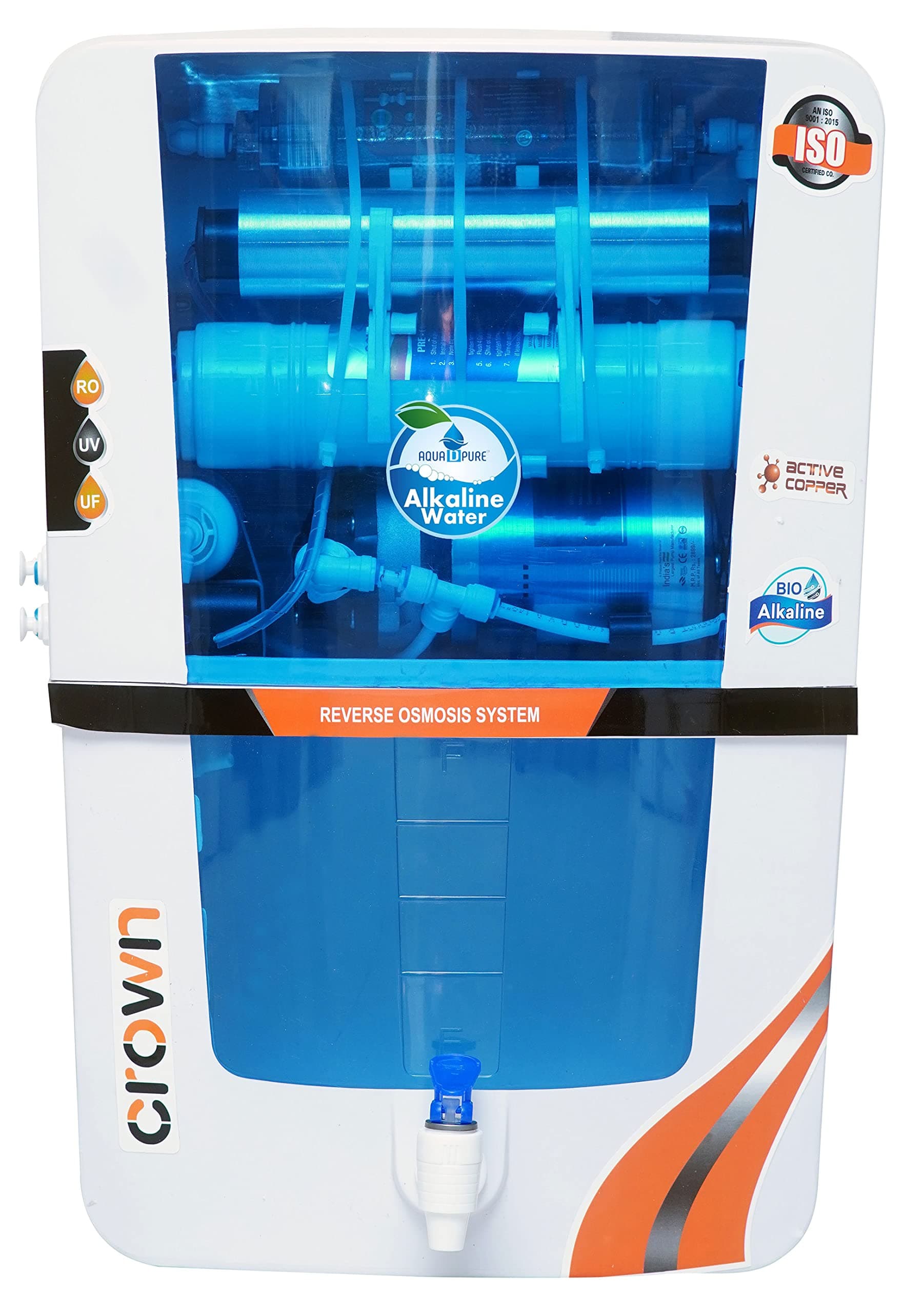 Bio Alkaline With Advanced Copper Ro Water Purifier With Ro, Uv, Uf, Tds Adjuster 12L | 8 Stage Purification | Suitable For All Type Water Supply, Blue