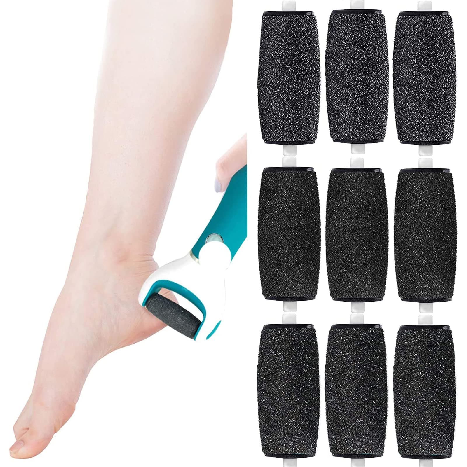 Wendergo 9 Pack Replacement Rollers Heads Refills for Scholl Velvet Smooth, 3 Extra Coarse 3 Regular Coarse 3 Soft Coarse for Hard Skin Remover