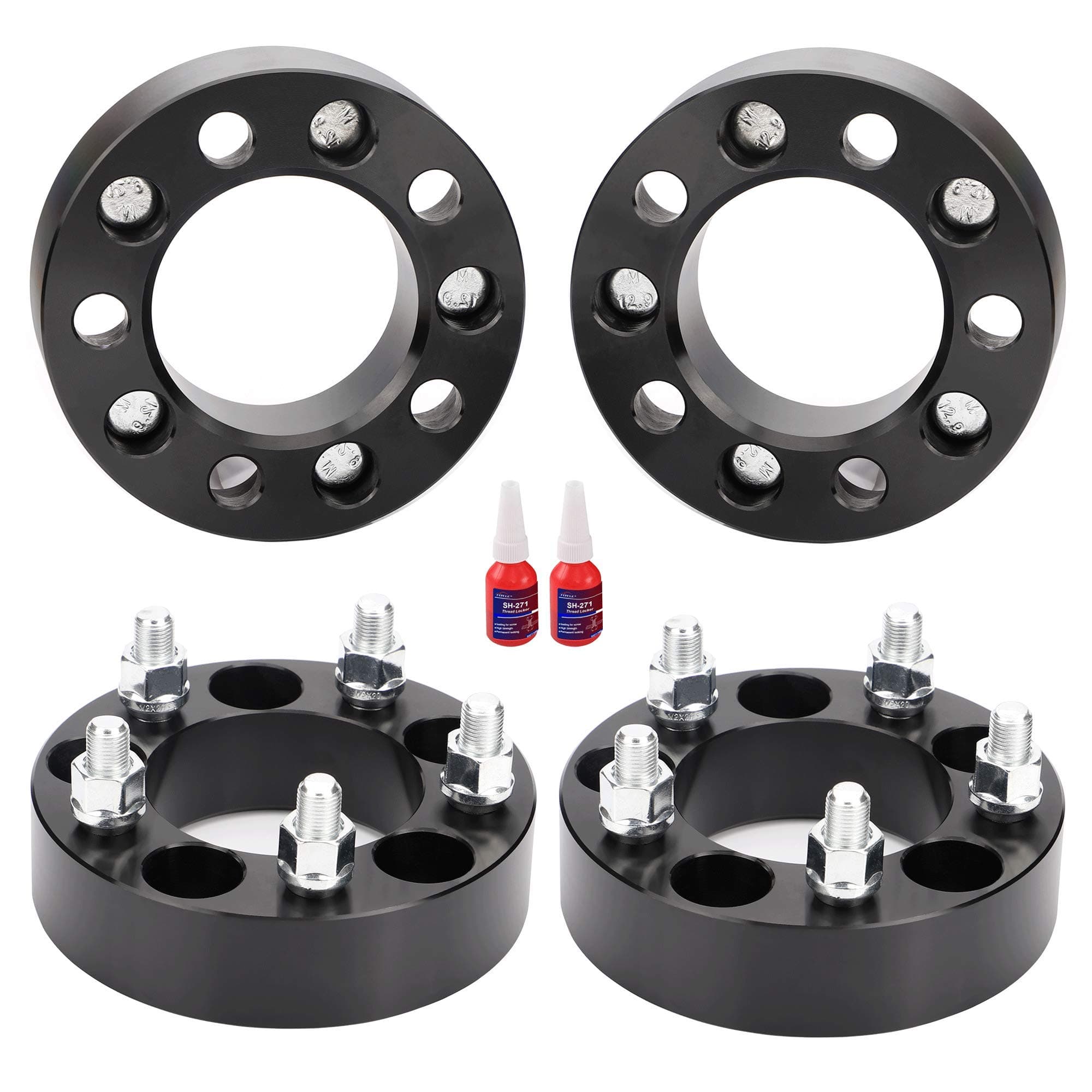 FLYCLE 5x4.5 to 5x5 Wheel Adapters Conversion Compatible with JK XK WK WJ Wheels on Tj Yj Kk Xj Mj Kj Zj Vehicle, 1.25 inch 5x114.3mm to 5x127mm Forged Wheel Adapter with 1/2-20 Studs & 71.5mm Bore