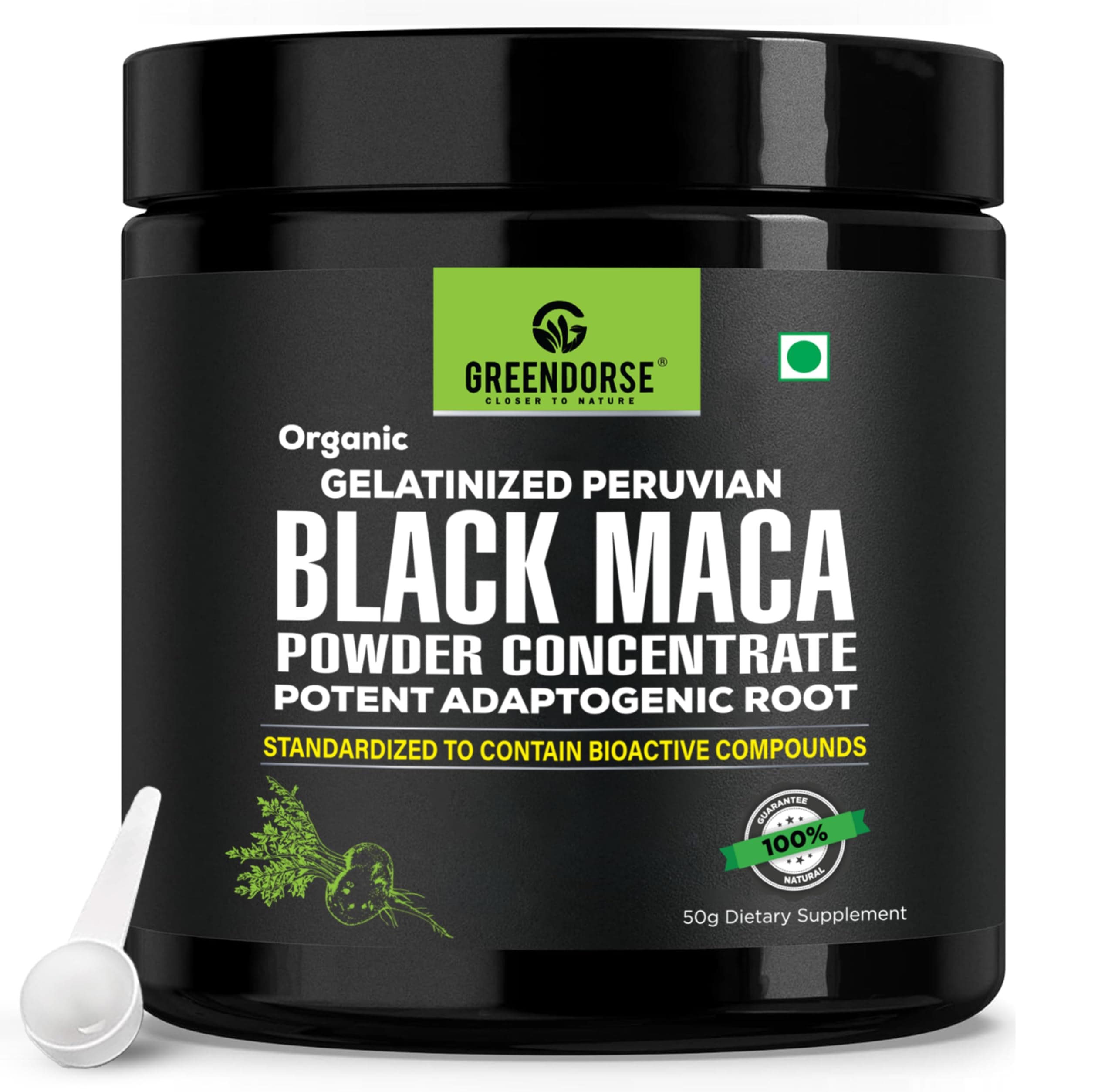 Peruvian Black Maca Root Powder Concentrate | Rich in Macamide & Macaenes, 3rd Party Lab Tested | Stamina & Reproductive Health Support, Performance,Vitality- High Potency-50g