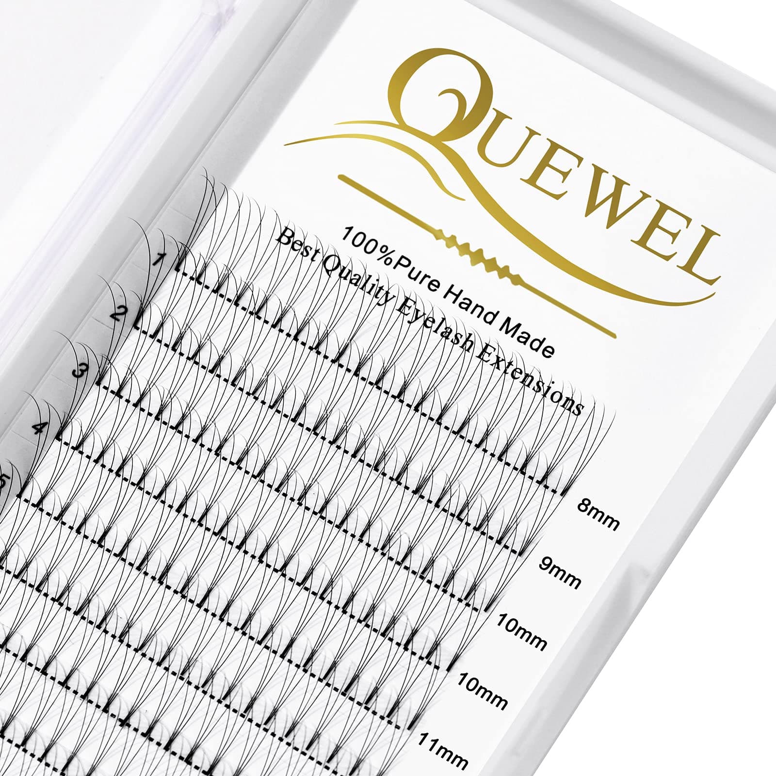 QUEWEL Volume Lash Extensions 3D 0.10mm C Curl Mix-8-15mm Short Stem Premade Fans Soft Optinal 3D 4D 5D 6D 7D 8D 0.07/0.10mm C/D 8-20mm Mix-9-16mm 12-15mm 8-15mm (3D 0.10C MIX8-15)