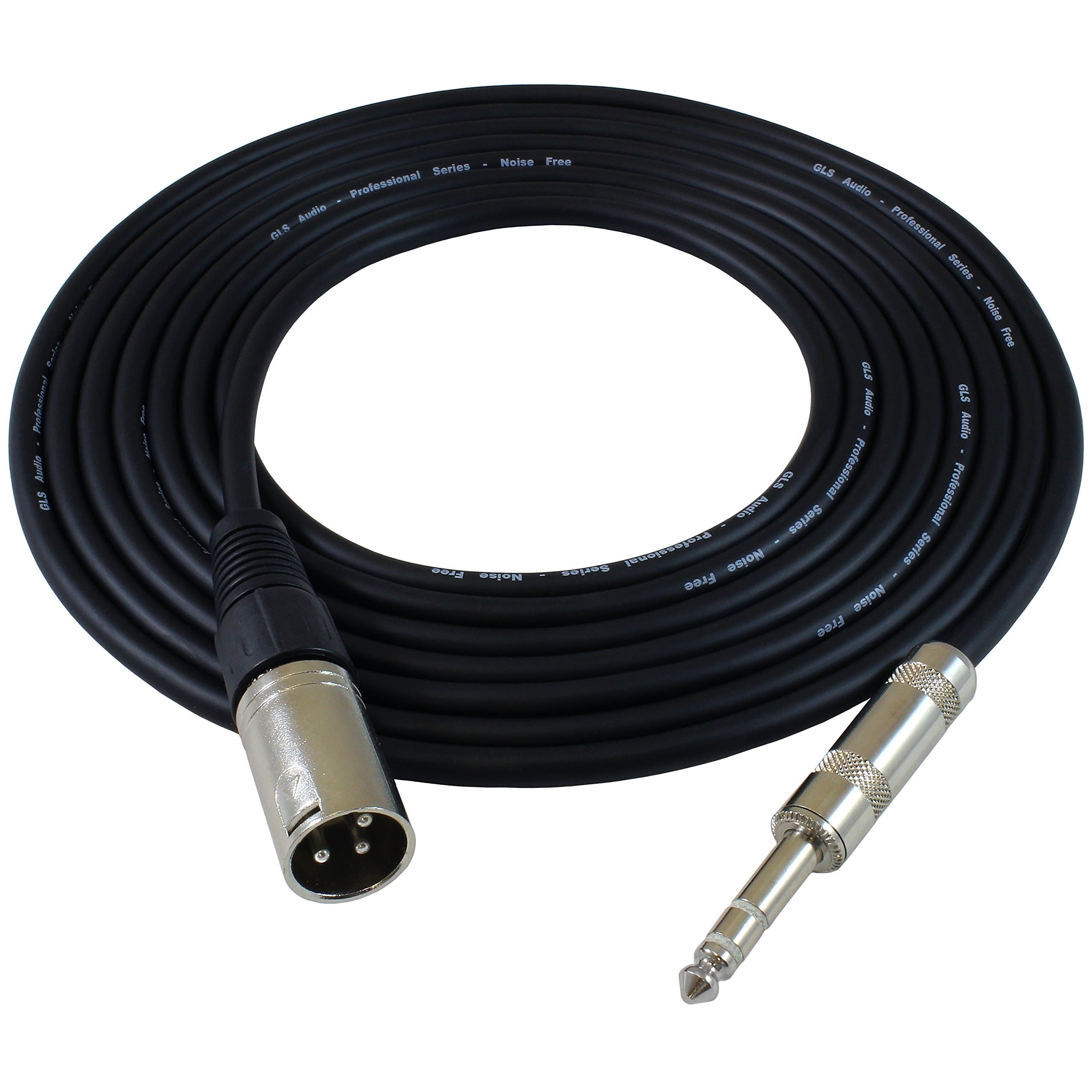 25 Ft Patch Cable Cords - XLR Male to 1/4 inch TRS Black Cables - 25' Balanced Snake Cord (Note: This is NOT A MIC Cable)