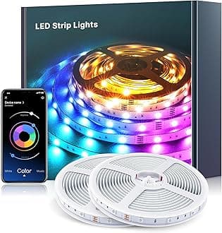 Mexllex LED Strip Lights 40M Music Sync Color Changing RGB LED Strip with Remote & App Control, Built-in Mic, RGB Rope Lights