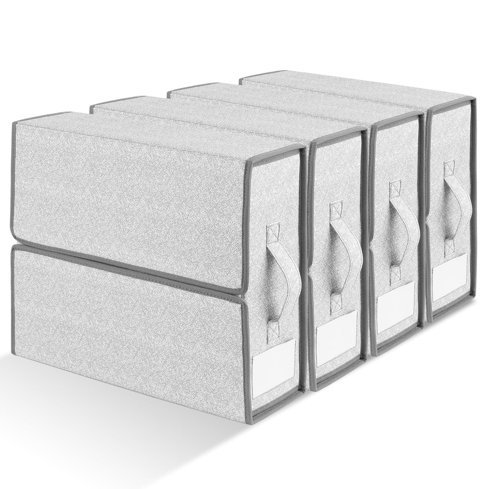 Bed Sheet Organizers and Storage, 4 Packs Foldable Storage Box with Zipper for Queen or King Sheets, Sheet Storage Cube for Duvet Cover Set, Bedding, Blanket Storage