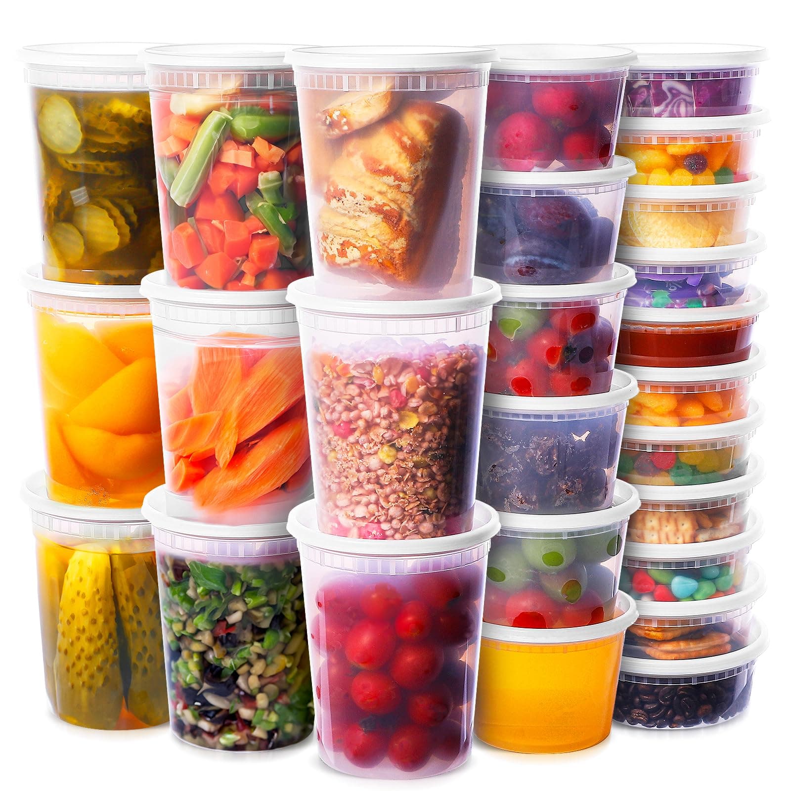 48 Sets Deli Containers with Lids - 8/16/32oz