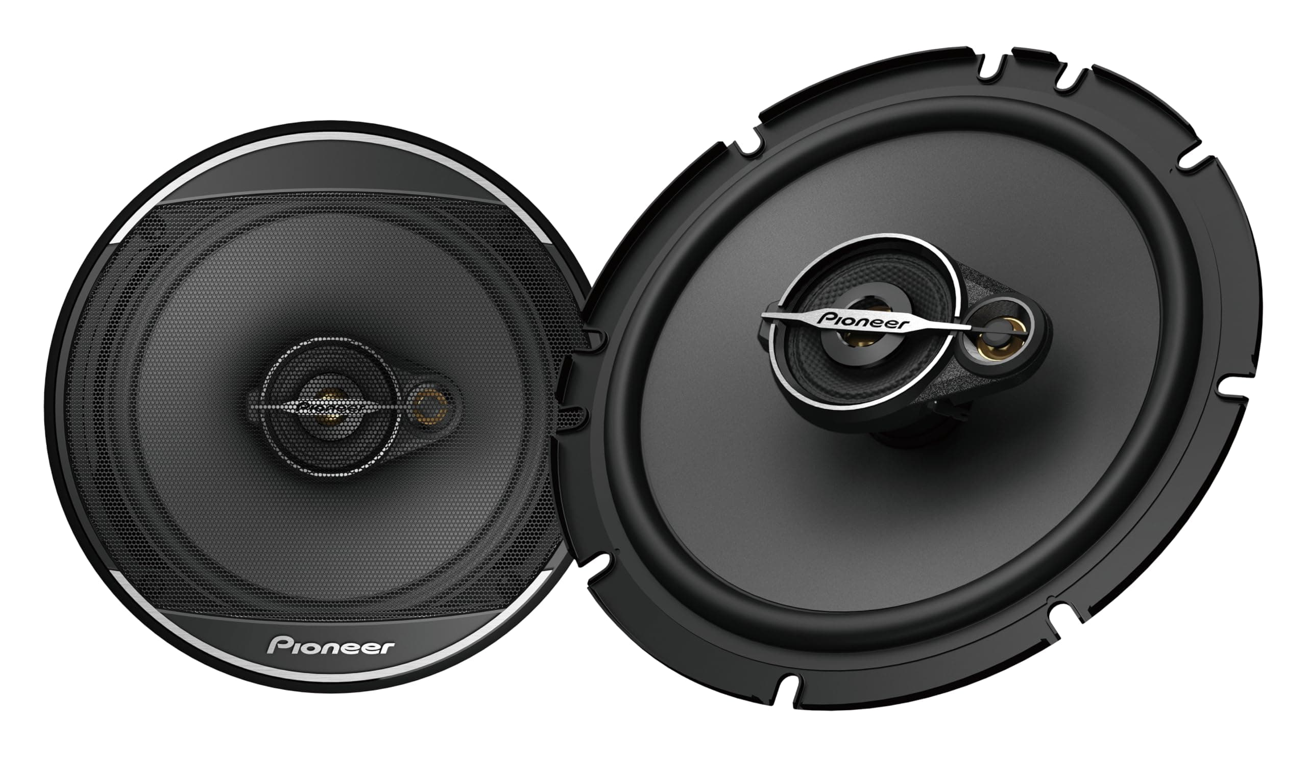 Pioneer TS-A1671F 6.5" 3-Way Coaxial Speaker Set of 2 Speakers (320W Max., 70W Sine Each), Powerful Sound, High Efficiency, 48mm Installation Depth, 144mm Installation Cutout, with Grille