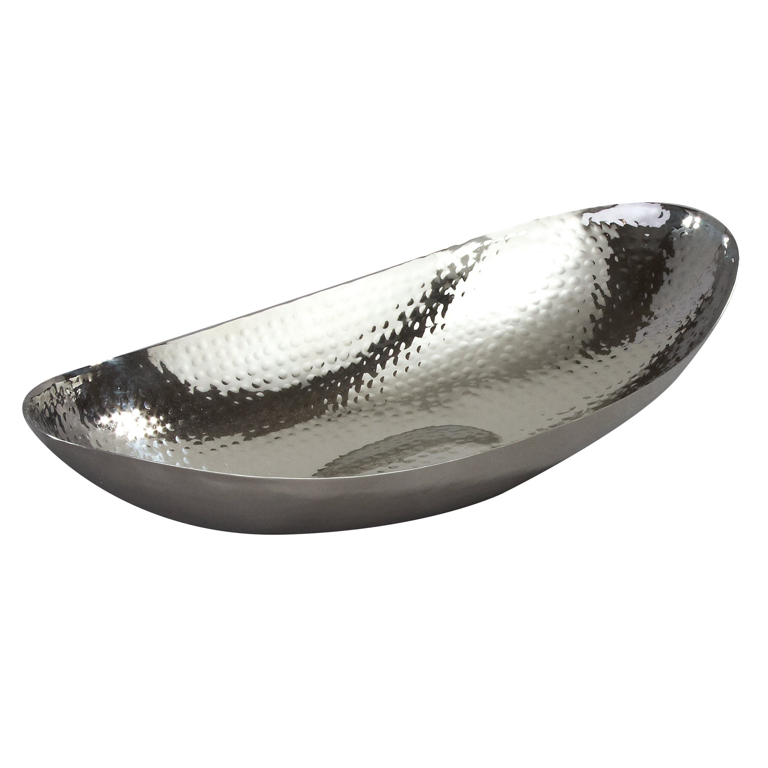 Hammered 13-1/2 by 7 by 3-Inch Stainless Steel Oval Fruit Bowl 14.5" x 8" 72652
