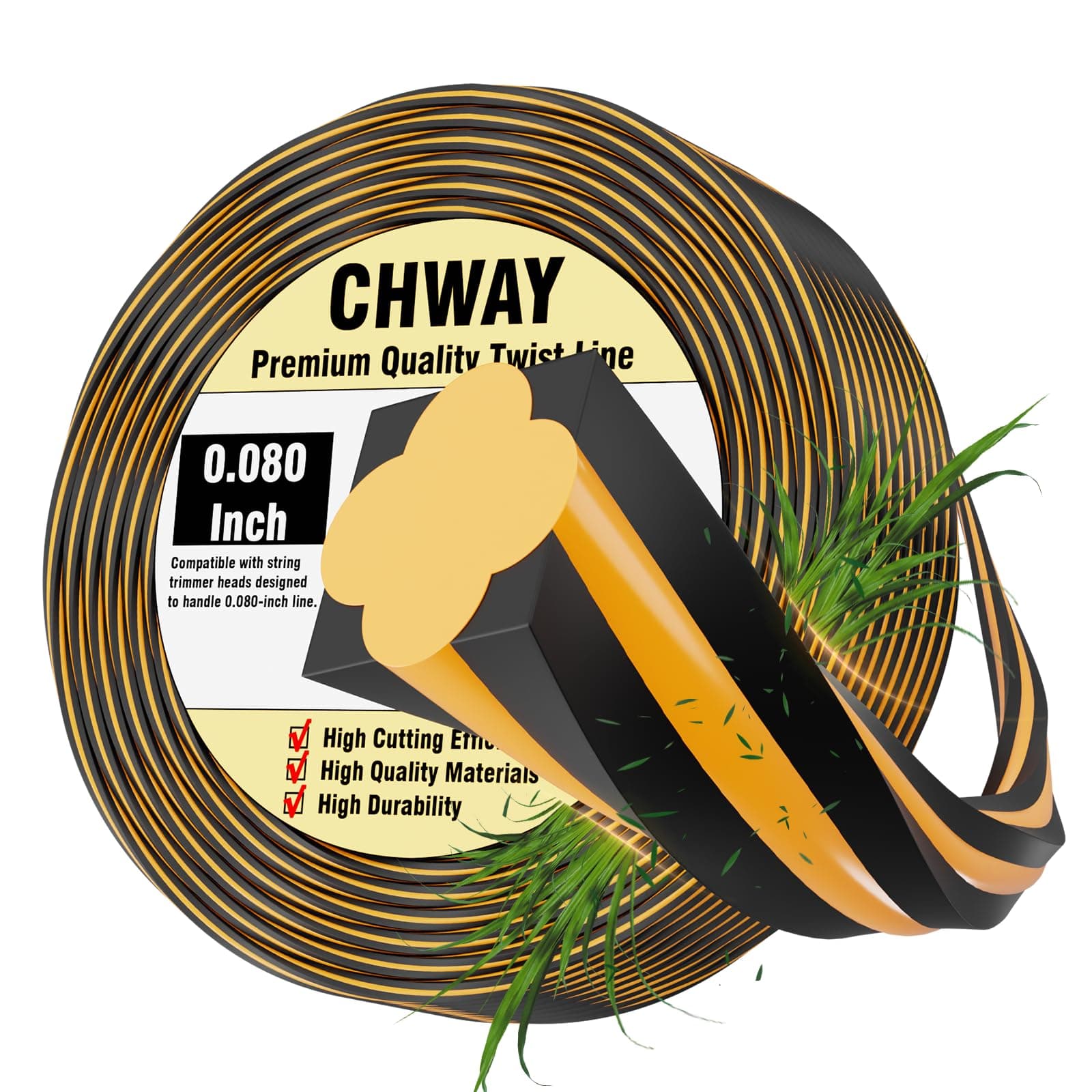 Chway 0.080'' DWO1DT801 Replacement String Timmer Lines Compatible with DEWALT Weed Eater, Square Twisted Weed Eater String, Heavy Duty Trimmer String (200 ft.)